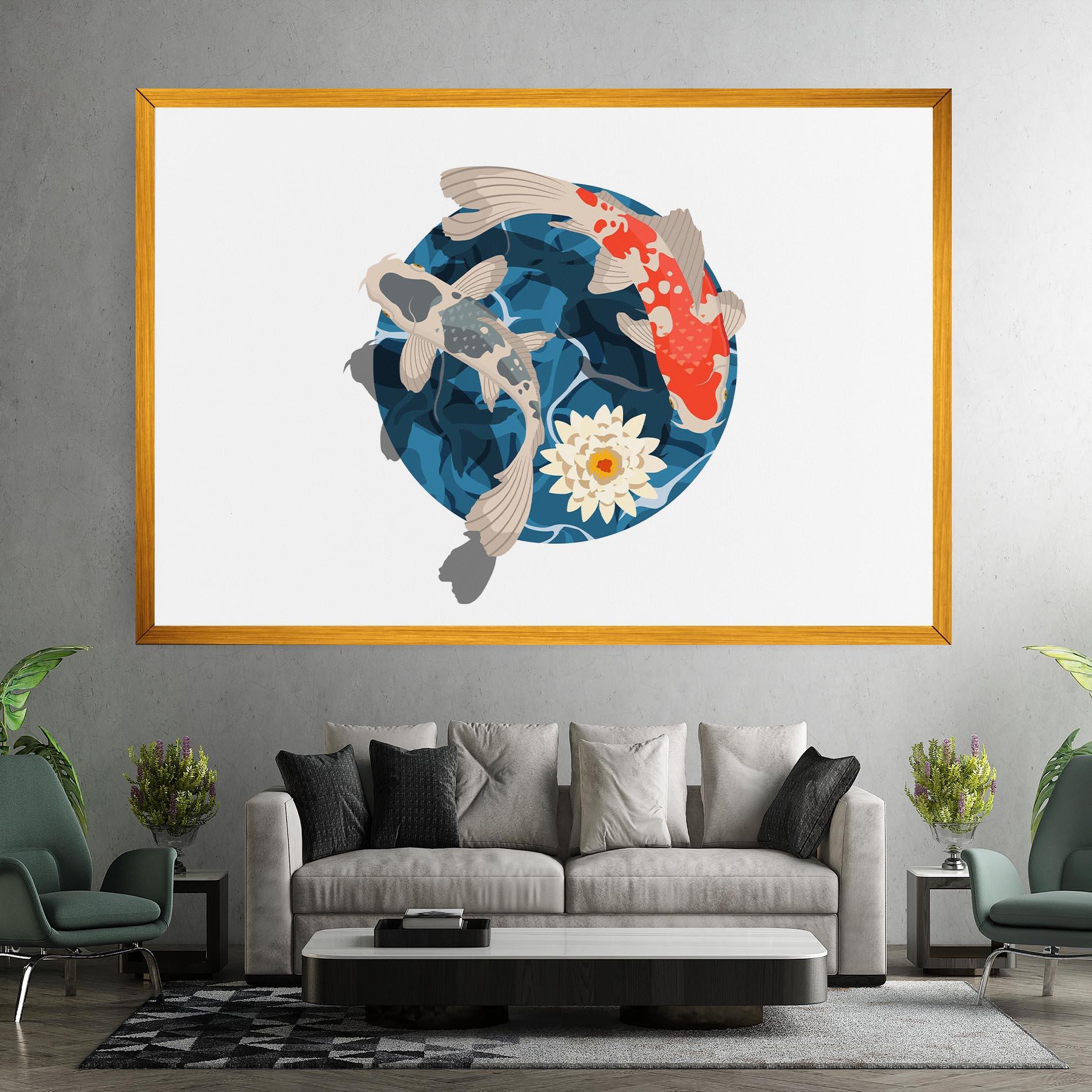 Leinwandbild Grey Orange Koi mockup 7