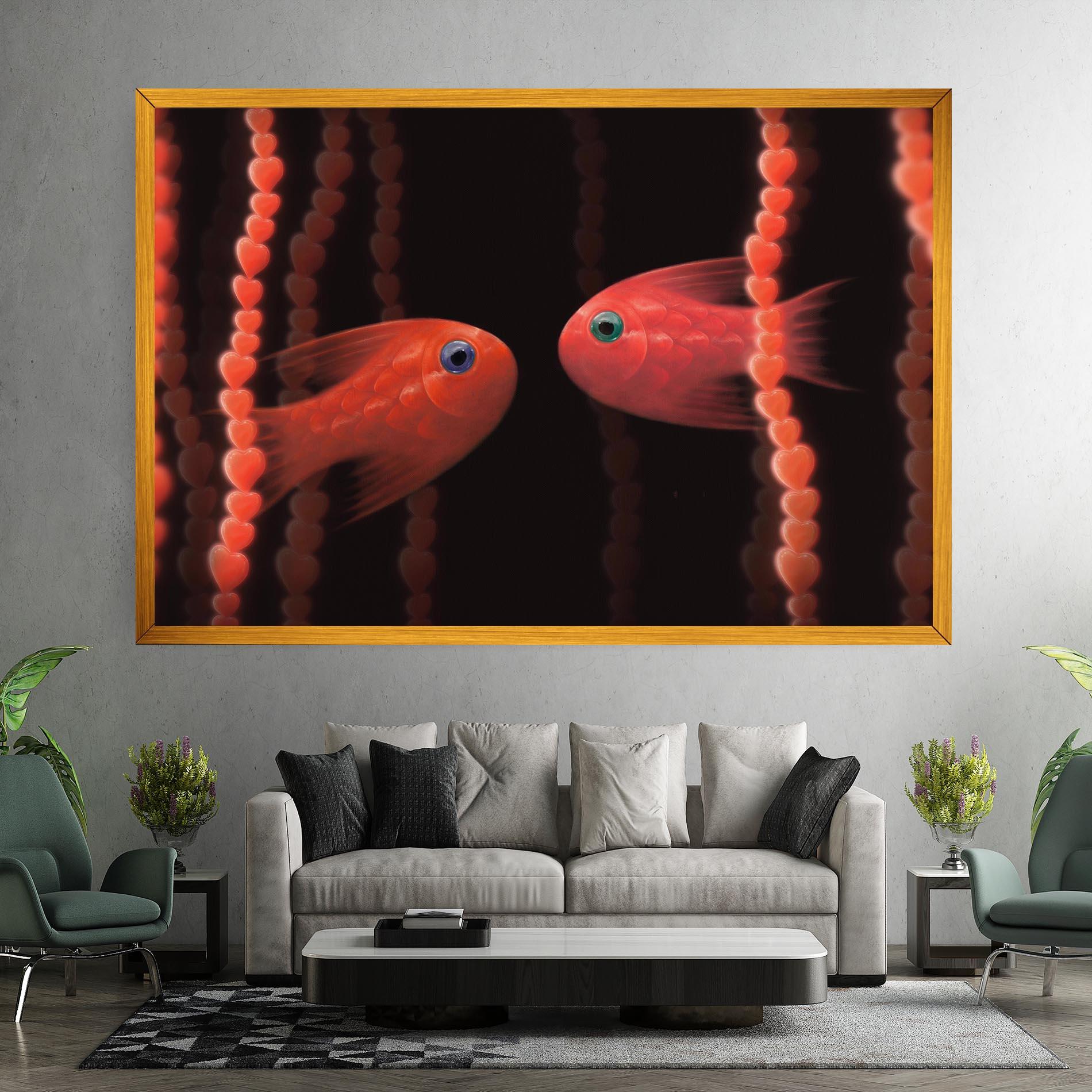 Leinwandbild Orange Fish Heart mockup 7