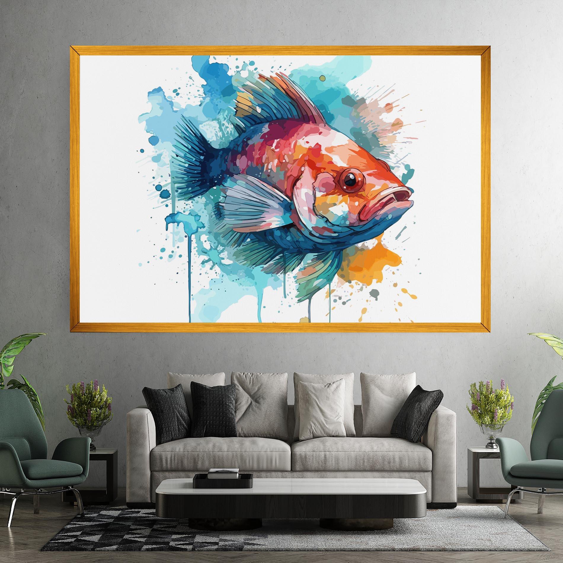 Leinwandbild Watercolor Fish mockup 7