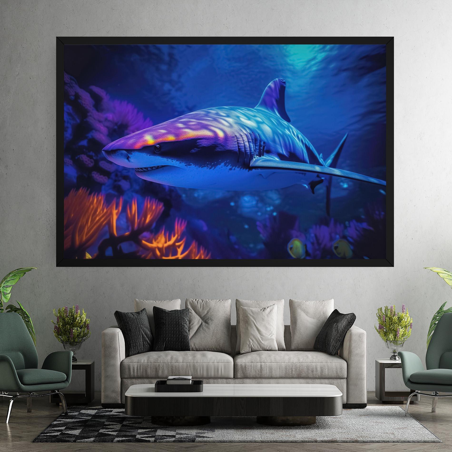Leinwandbild Blue Light Shark mockup 7