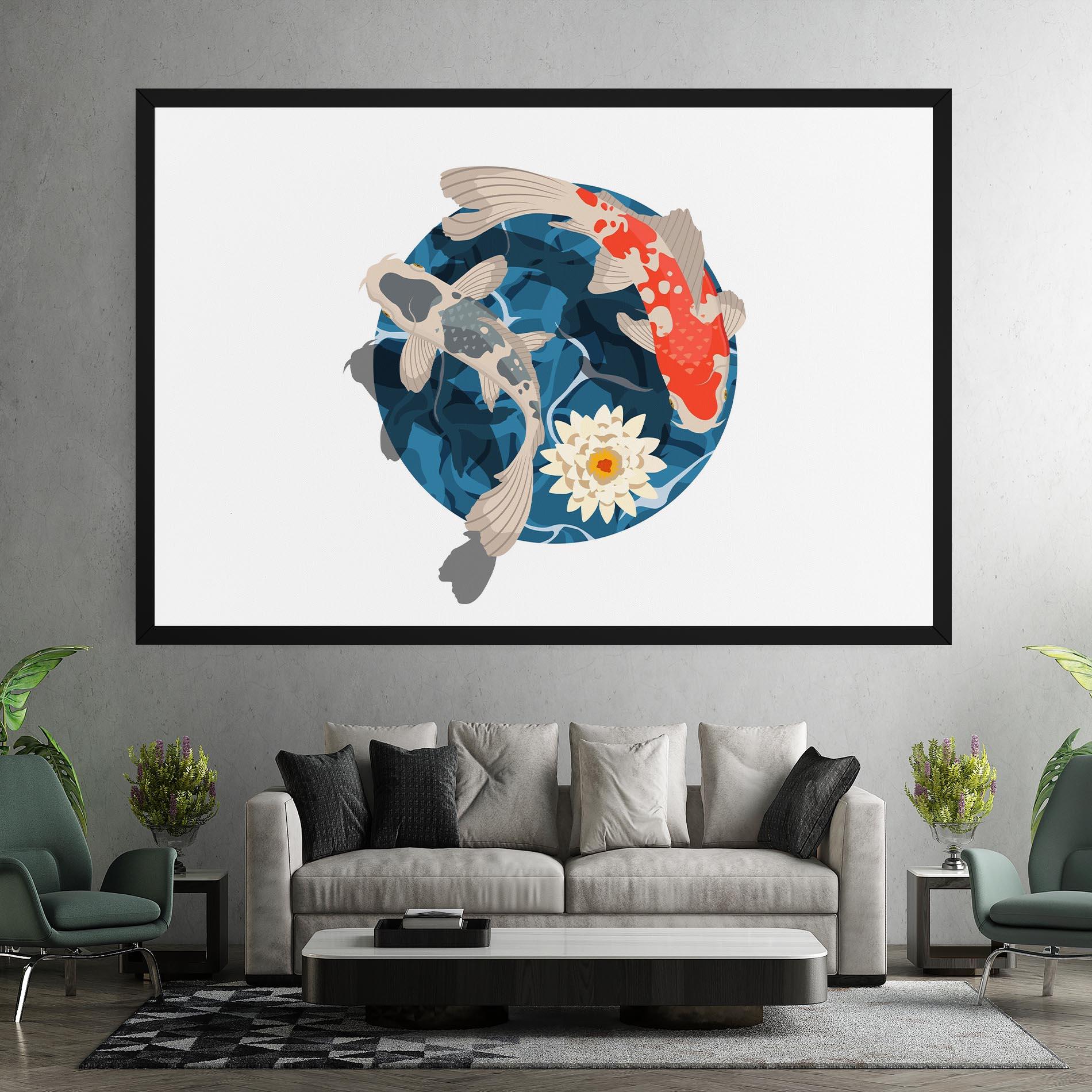 Leinwandbild Grey Orange Koi mockup 7