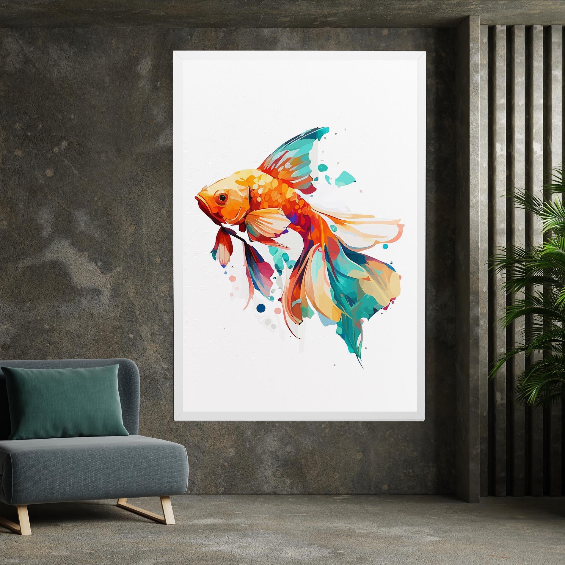 Leinwandbild Blue Orange Fish mockup 7