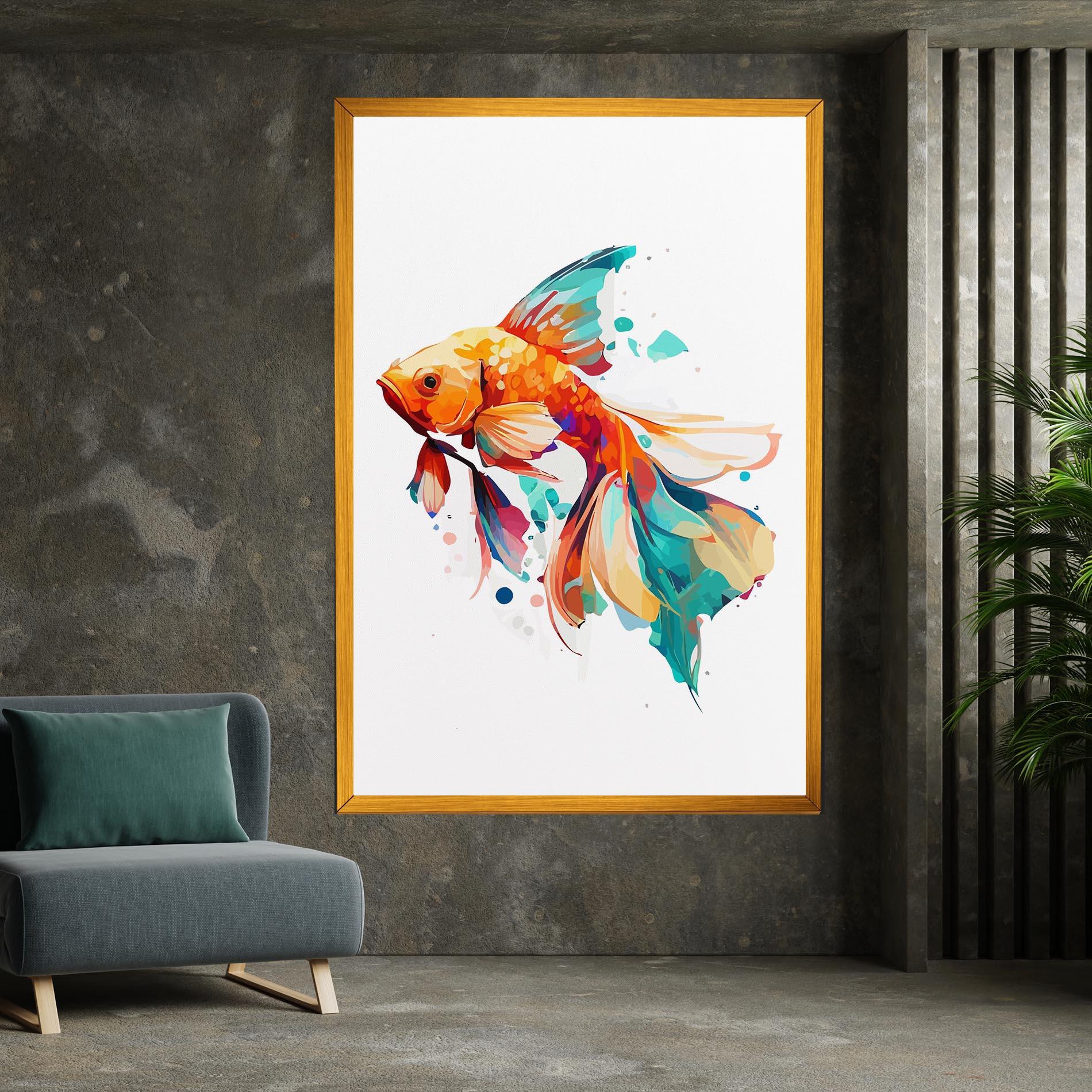 Leinwandbild Blue Orange Fish mockup 7