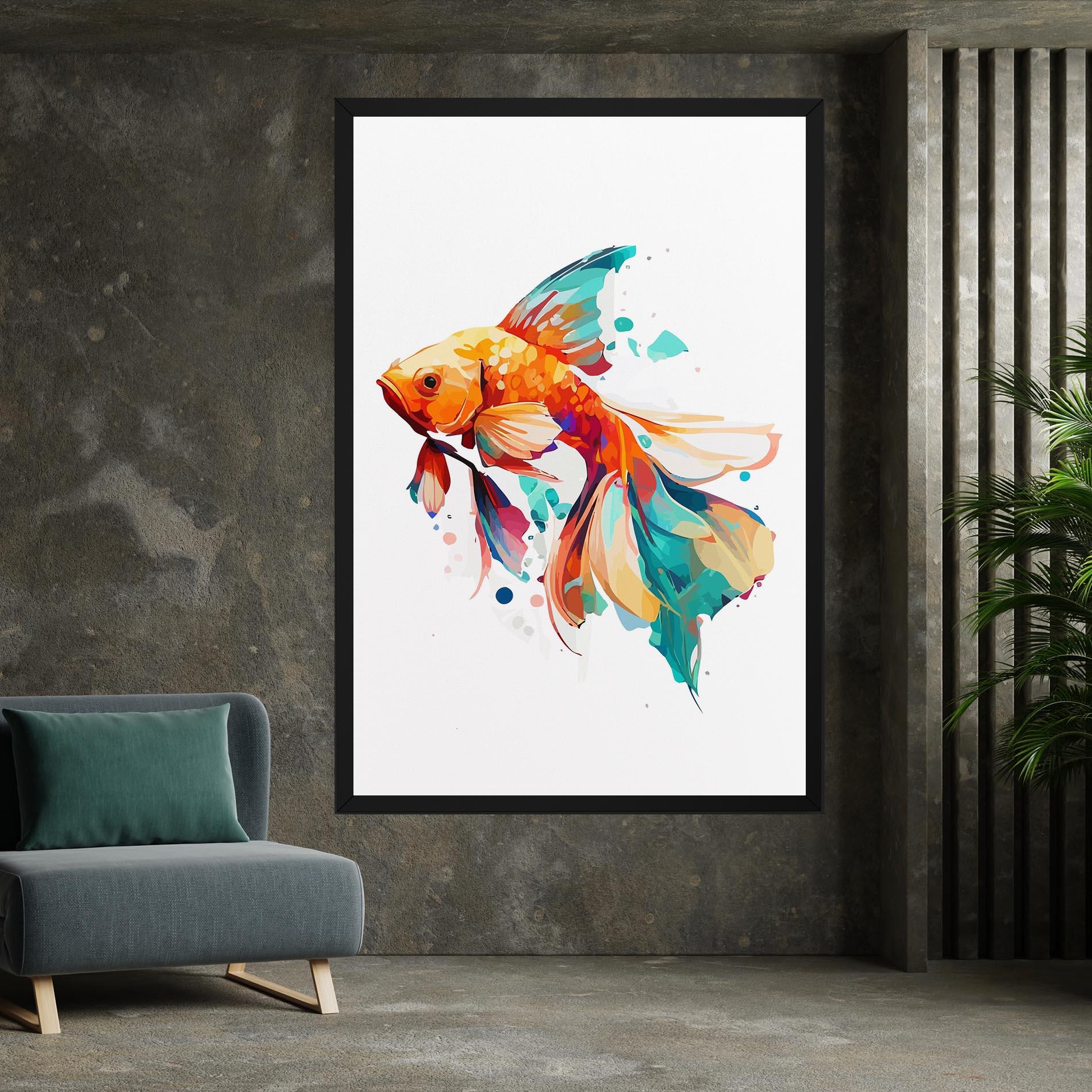 Leinwandbild Blue Orange Fish mockup 7