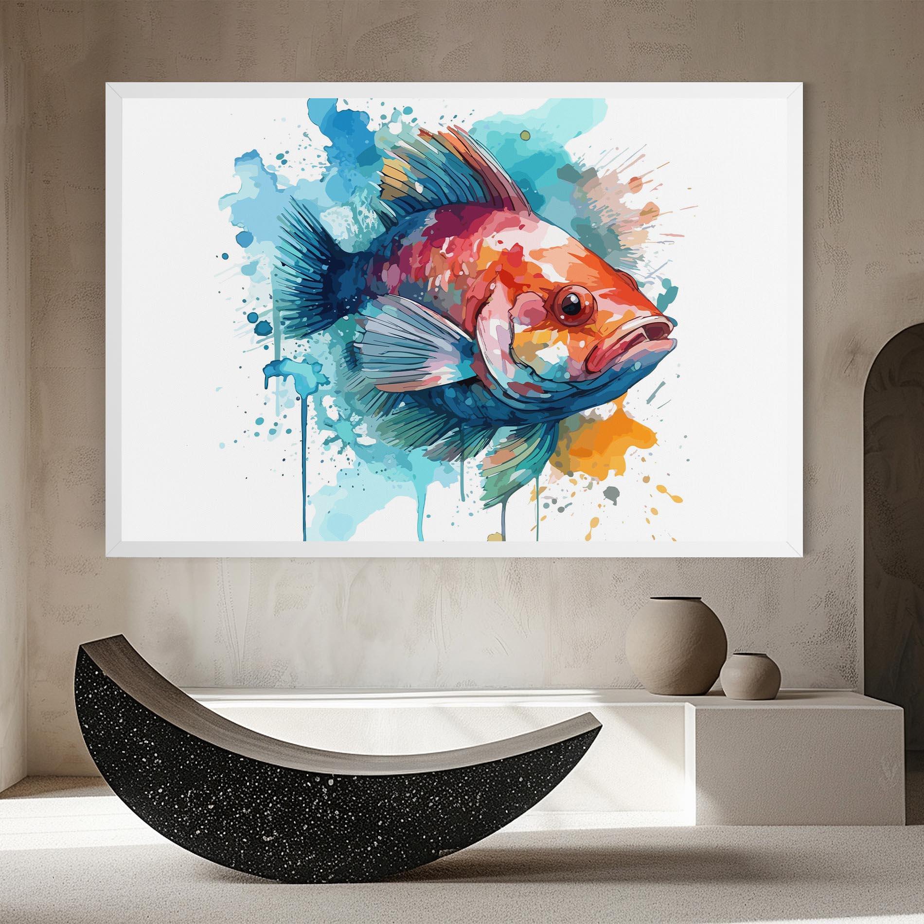 Leinwandbild Watercolor Fish mockup 8