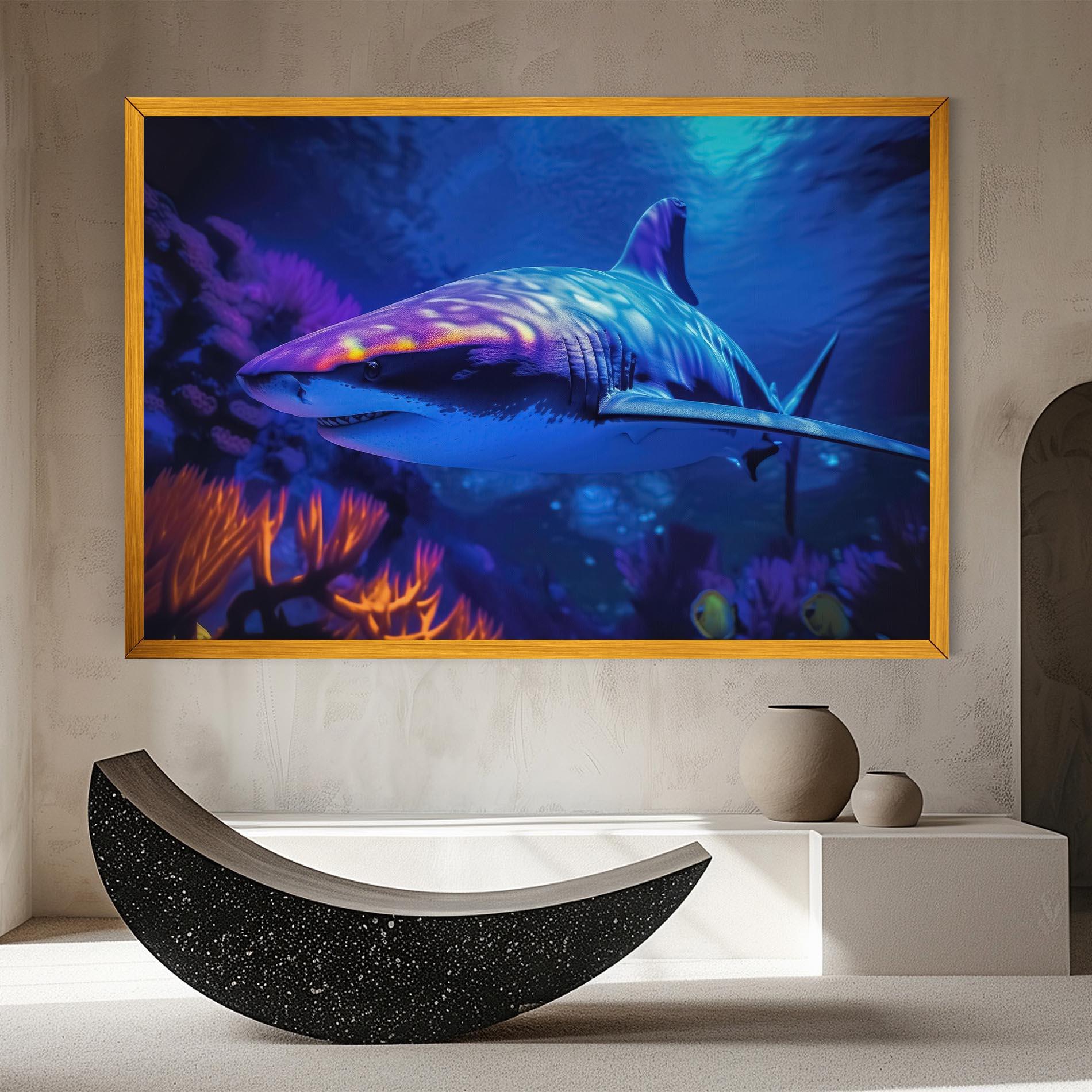 Leinwandbild Blue Light Shark mockup 8