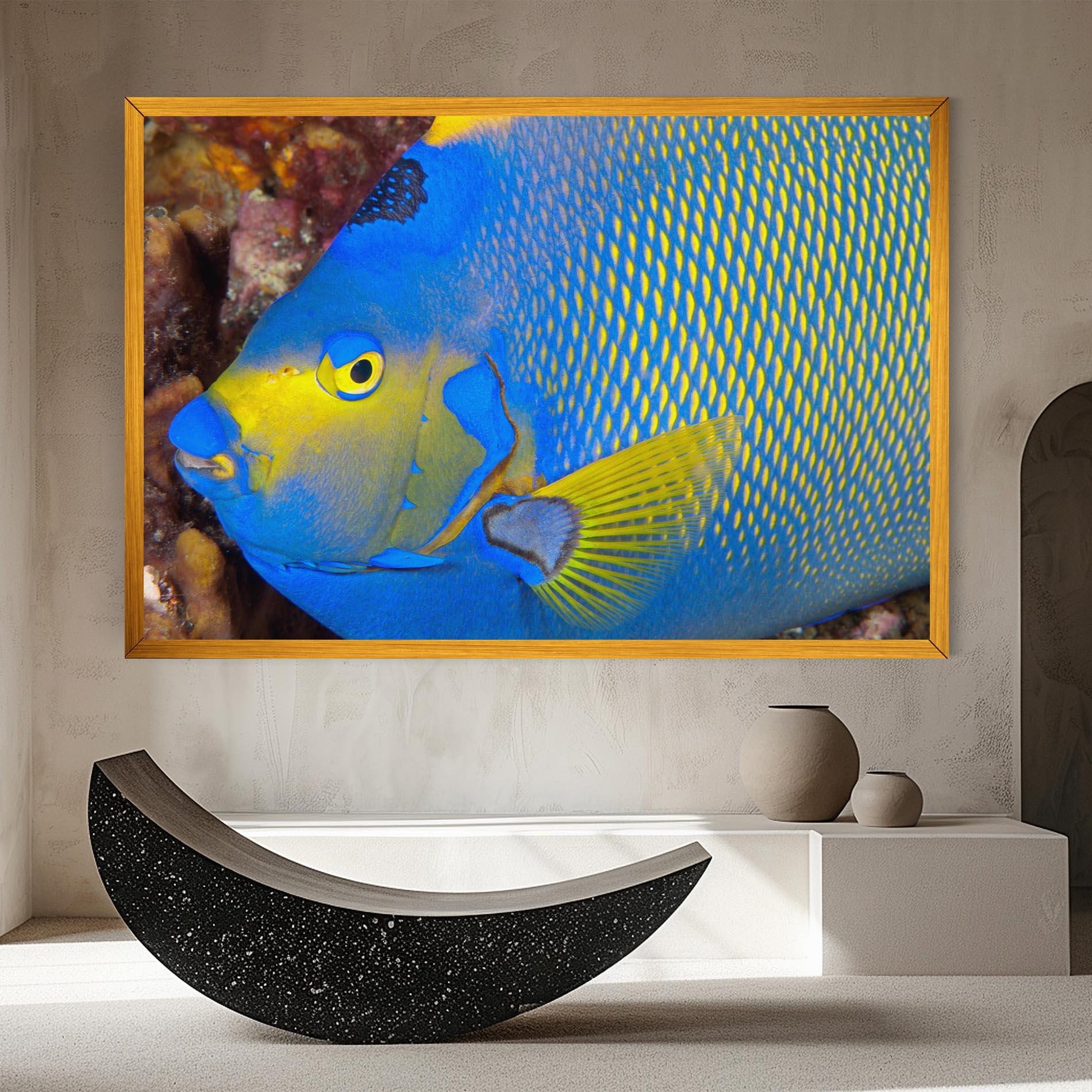 Leinwandbild Blue Yellow Fish mockup 8