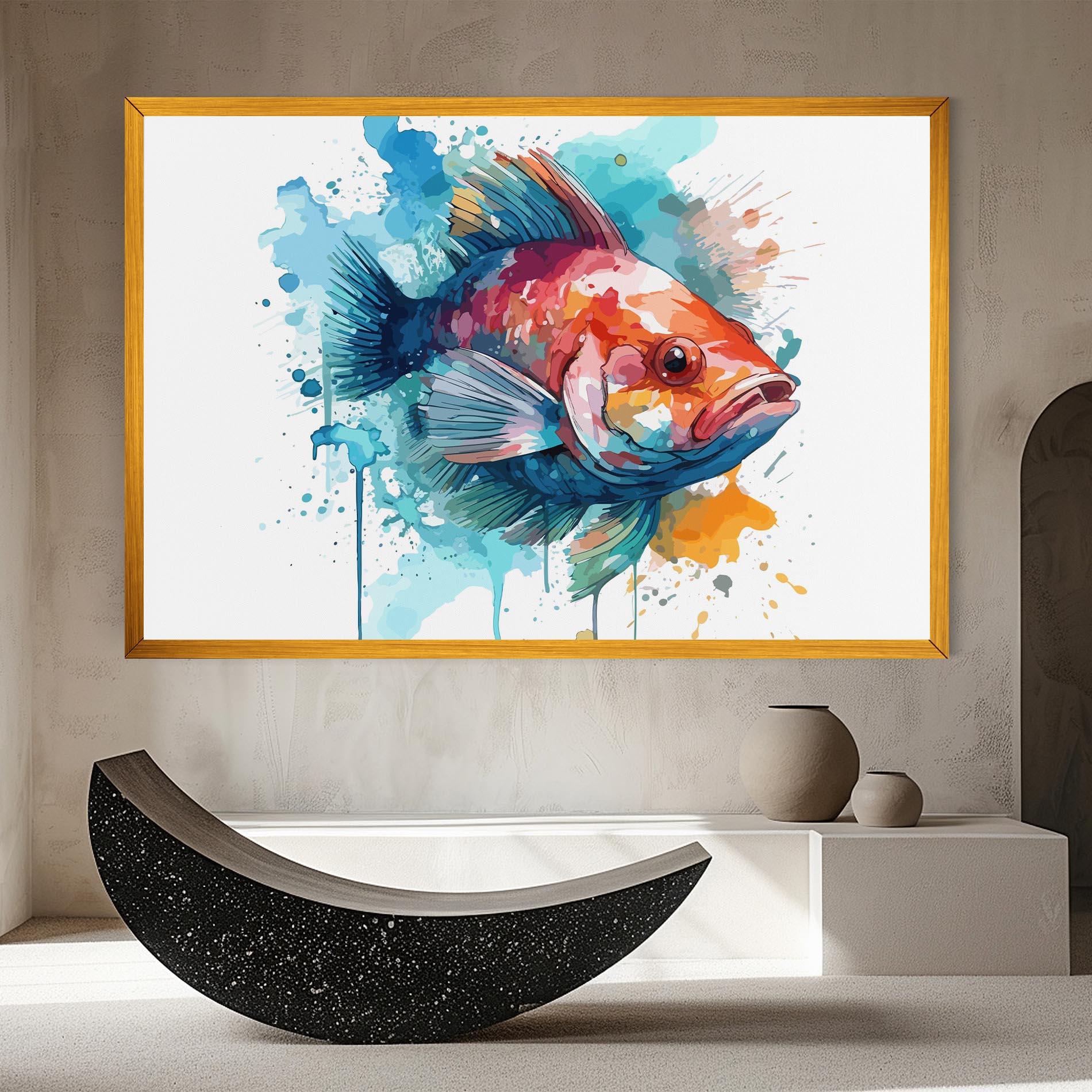 Leinwandbild Watercolor Fish mockup 8