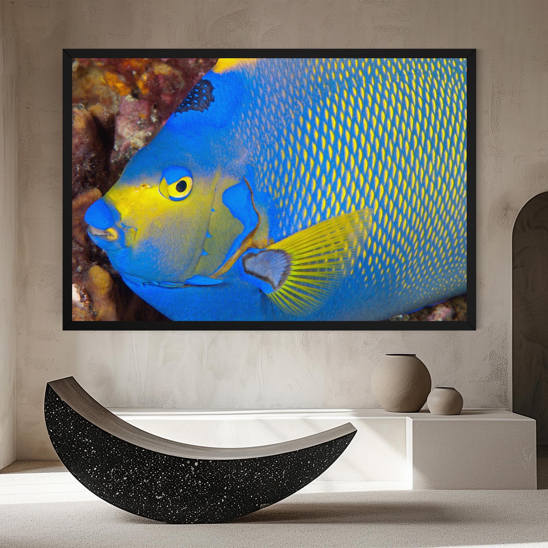 Leinwandbild Blue Yellow Fish mockup 8