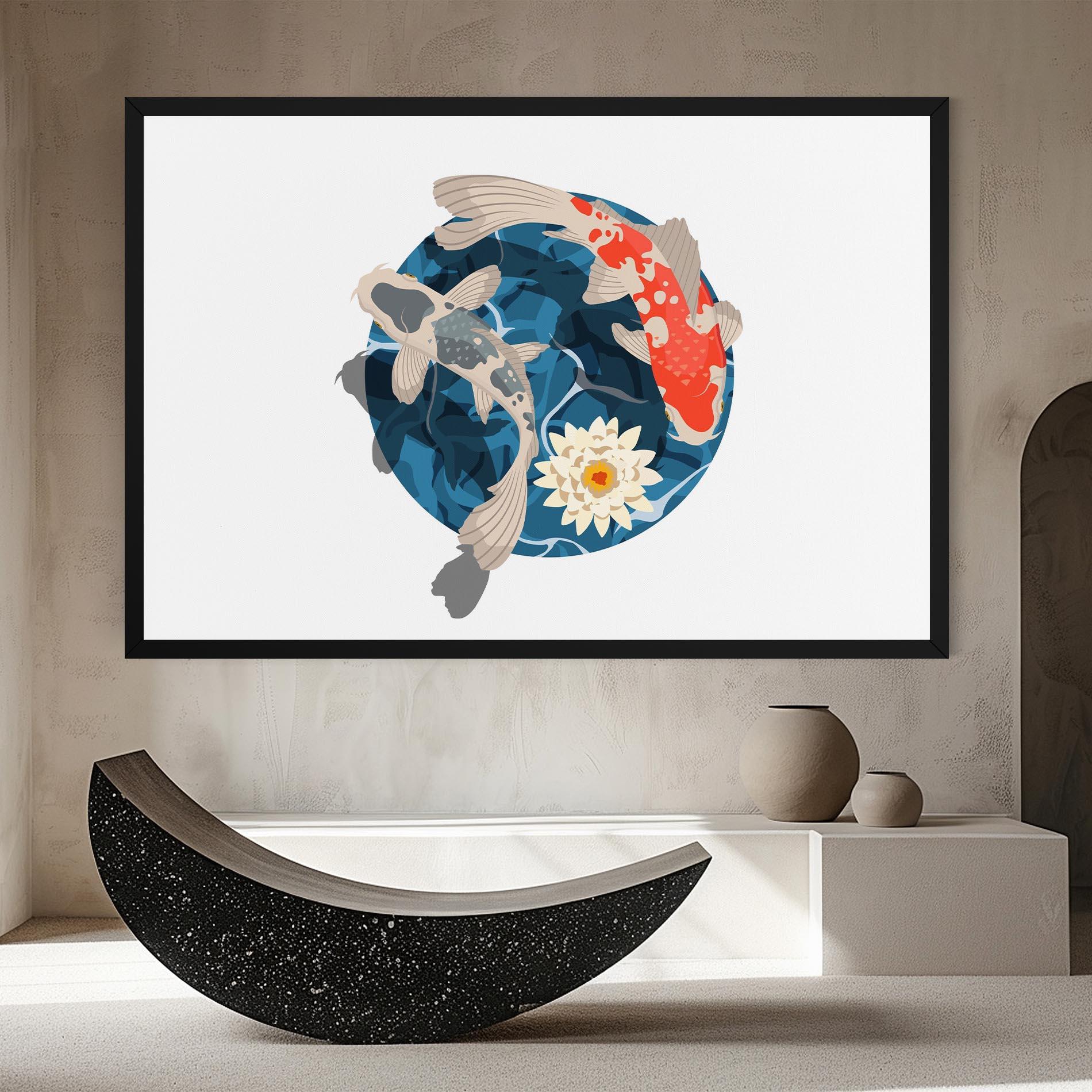 Leinwandbild Grey Orange Koi mockup 8