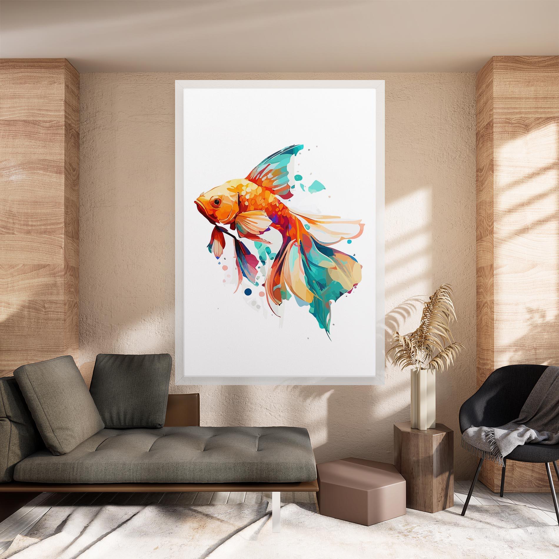 Leinwandbild Blue Orange Fish mockup 8