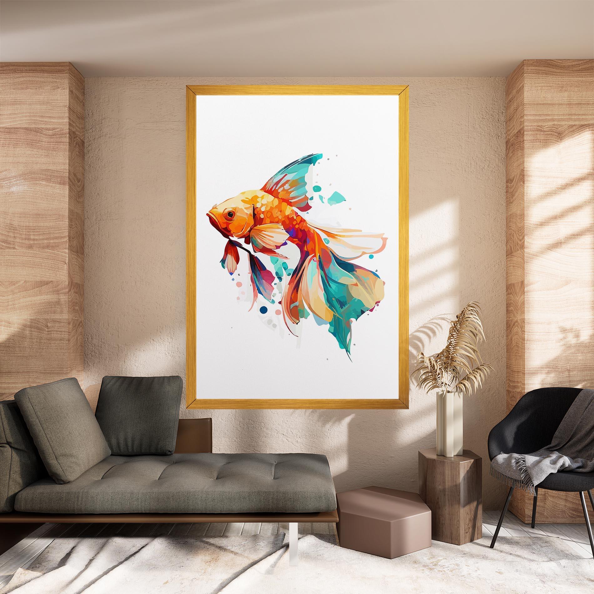 Leinwandbild Blue Orange Fish mockup 8