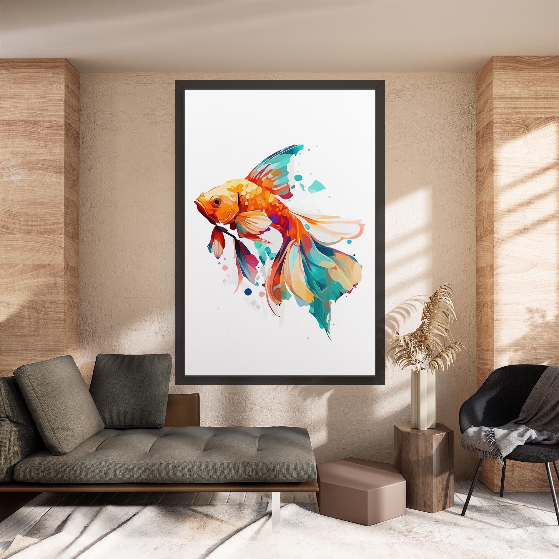 Leinwandbild Blue Orange Fish mockup 8