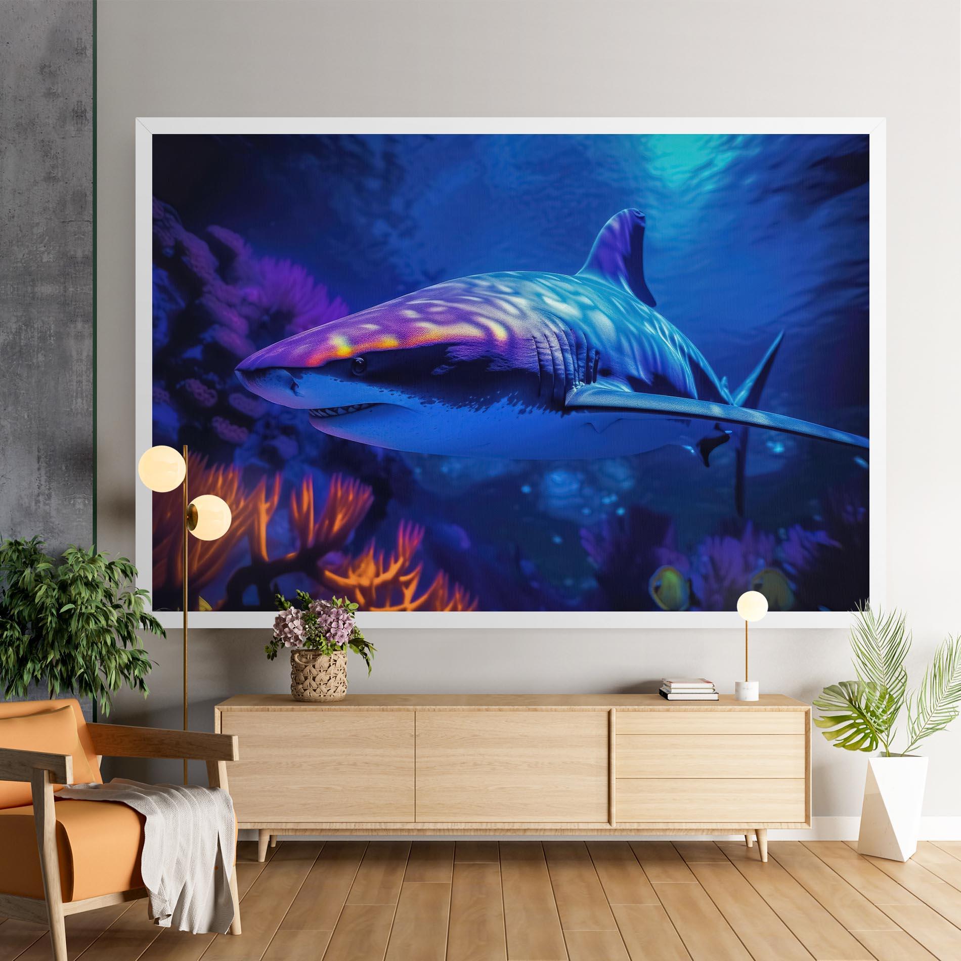 Leinwandbild Blue Light Shark mockup 9