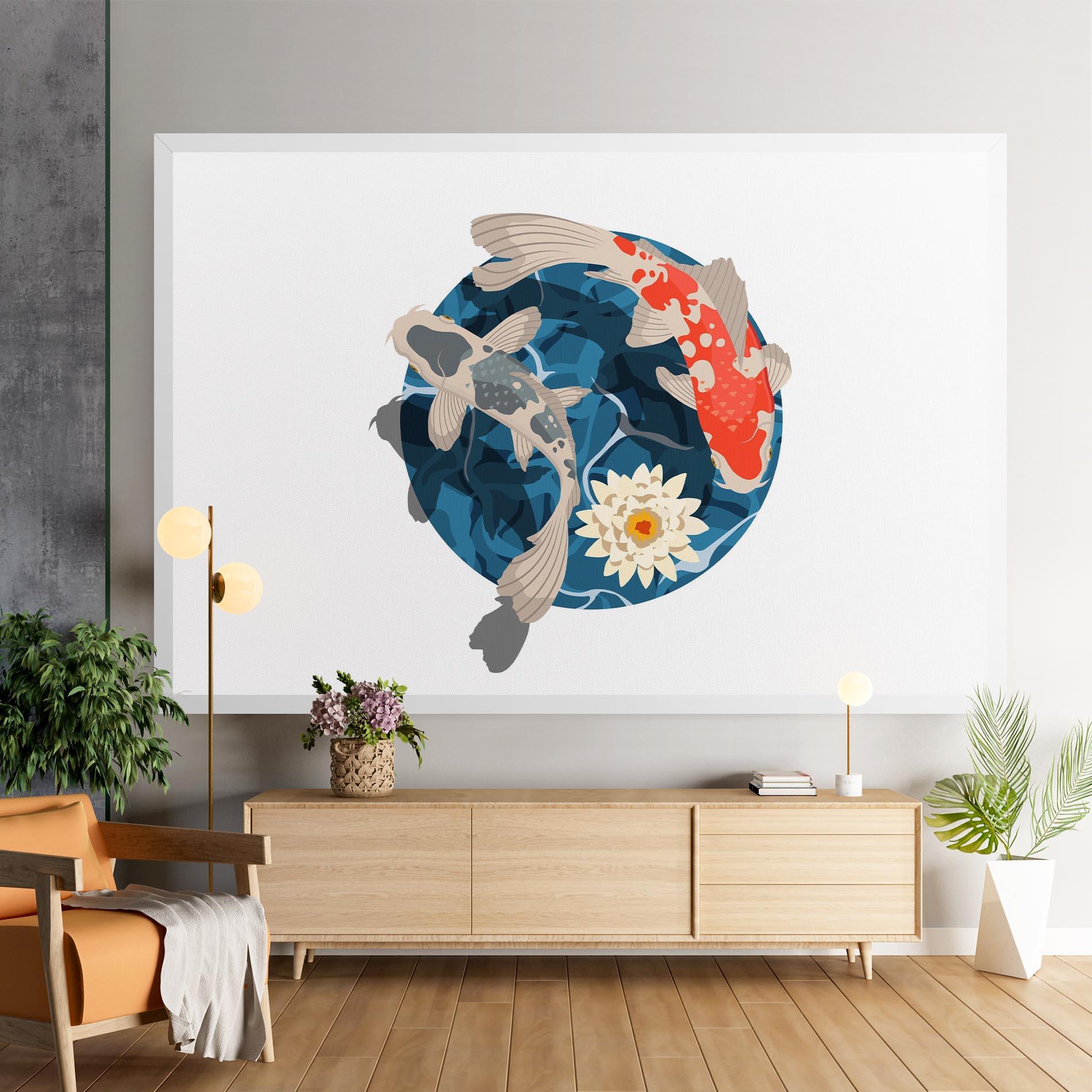 Leinwandbild Grey Orange Koi mockup 9