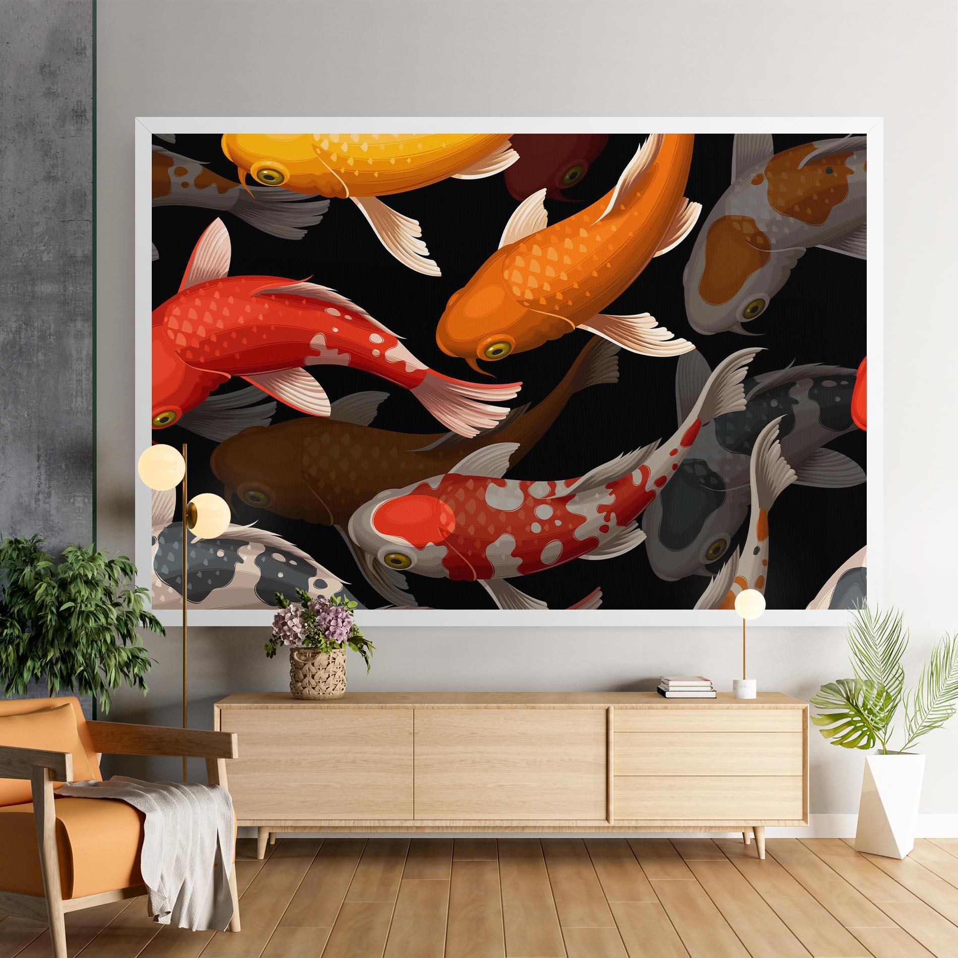 Leinwandbild Seamless Koi Fish mockup 9