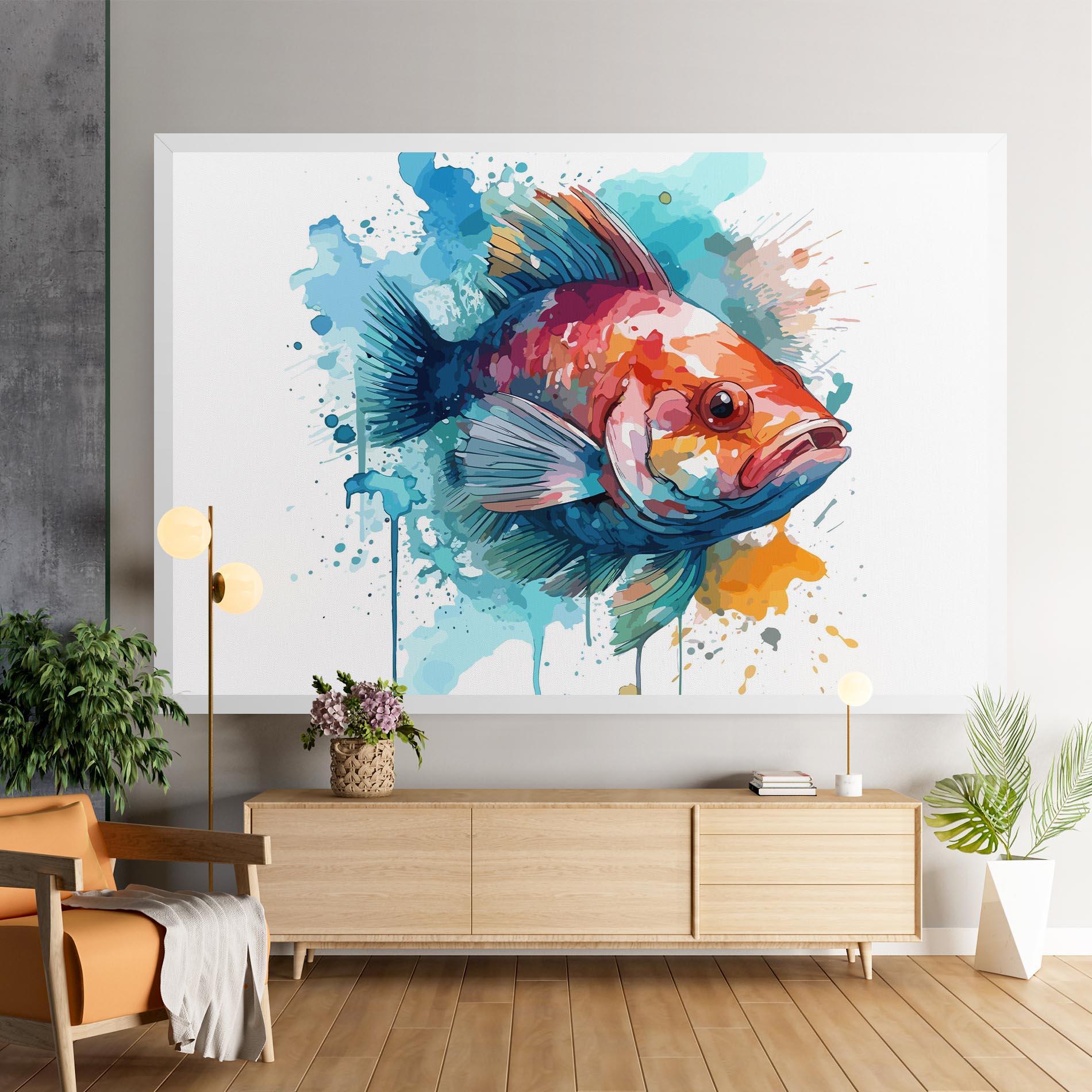 Leinwandbild Watercolor Fish mockup 9