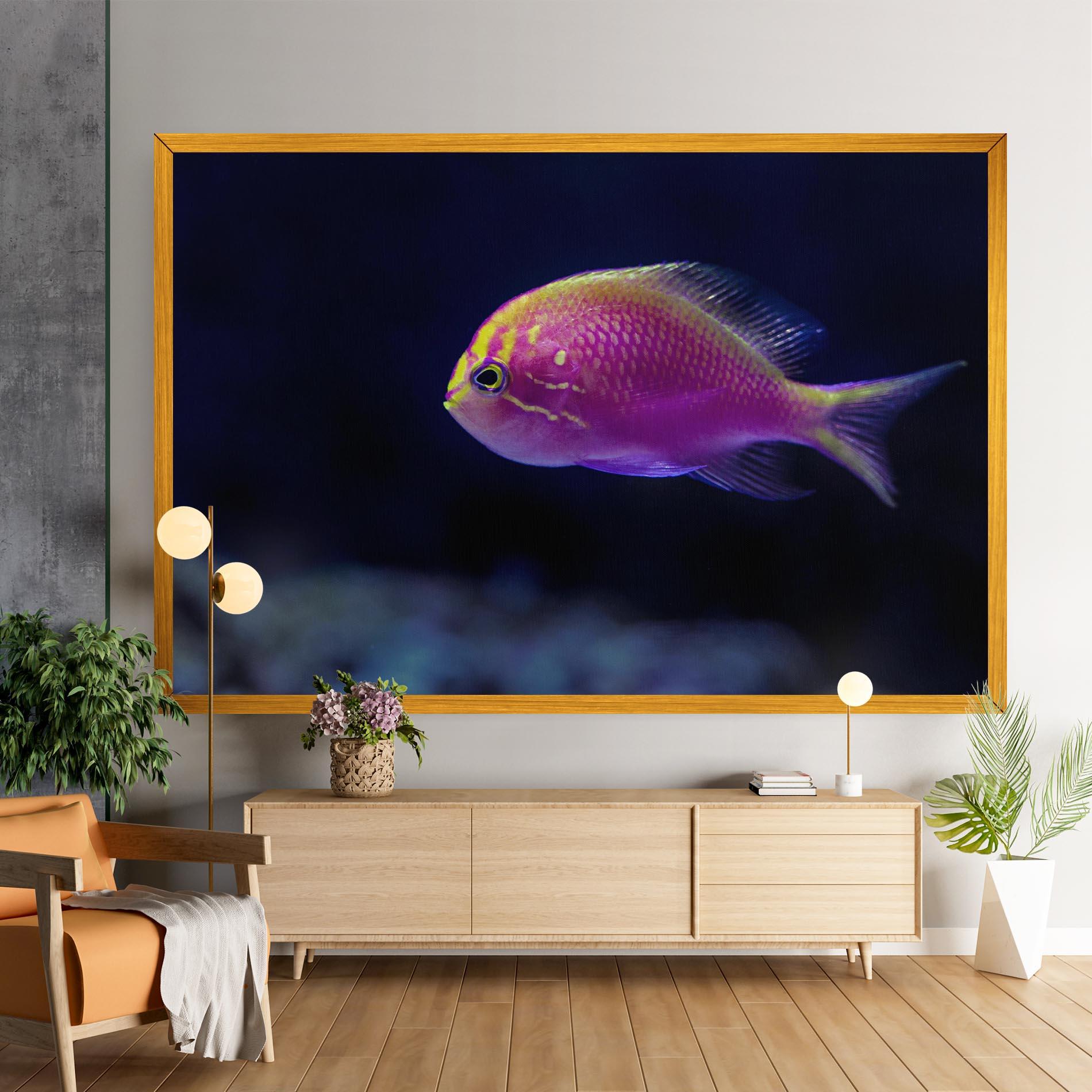 Leinwandbild Angry Pink Fish mockup 9