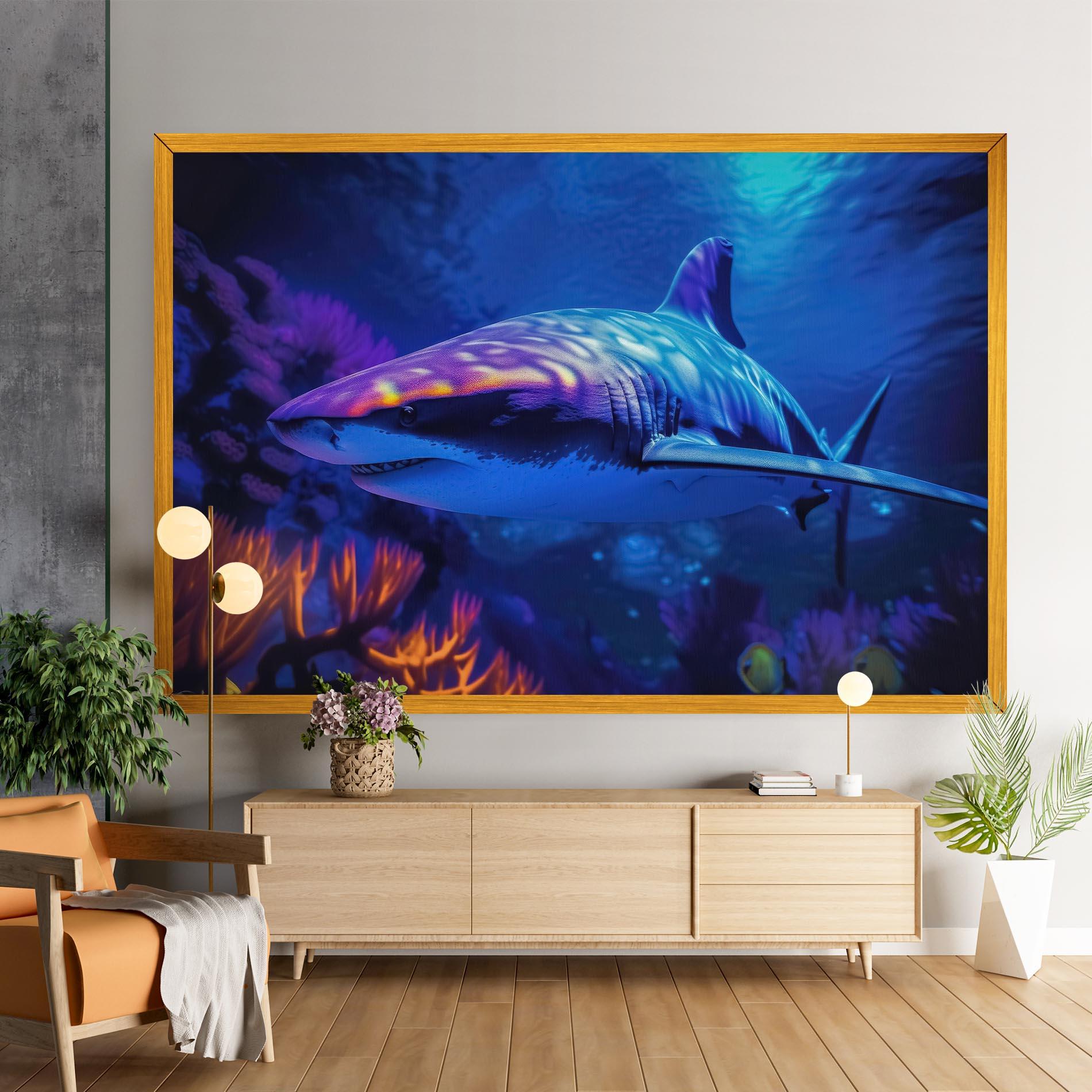 Leinwandbild Blue Light Shark mockup 9
