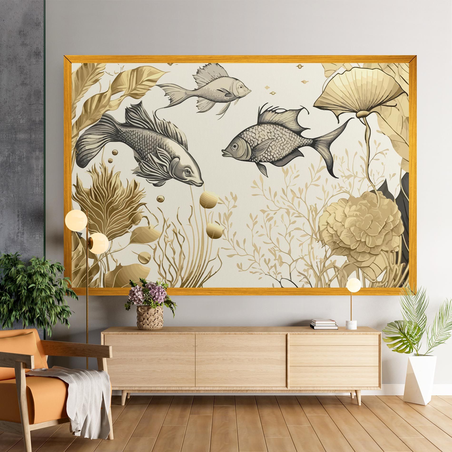 Grey Gold Fish mockup 9