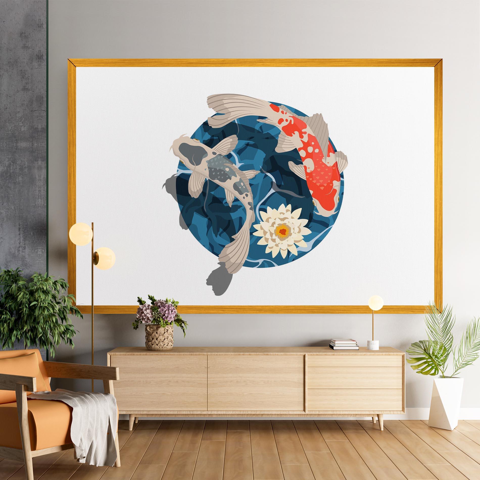 Leinwandbild Grey Orange Koi mockup 9