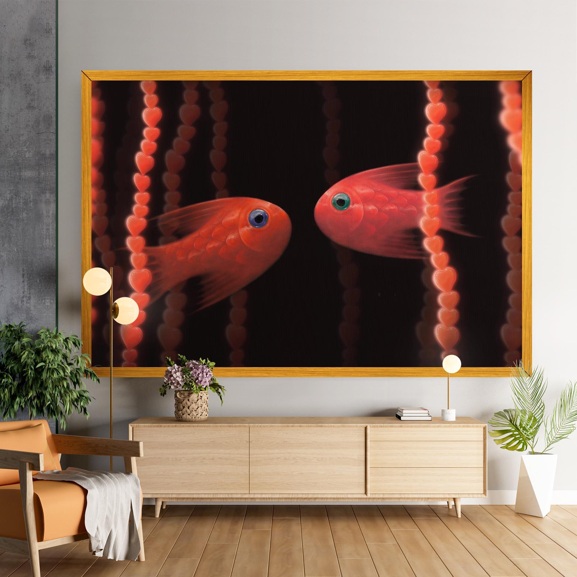 Leinwandbild Orange Fish Heart mockup 9