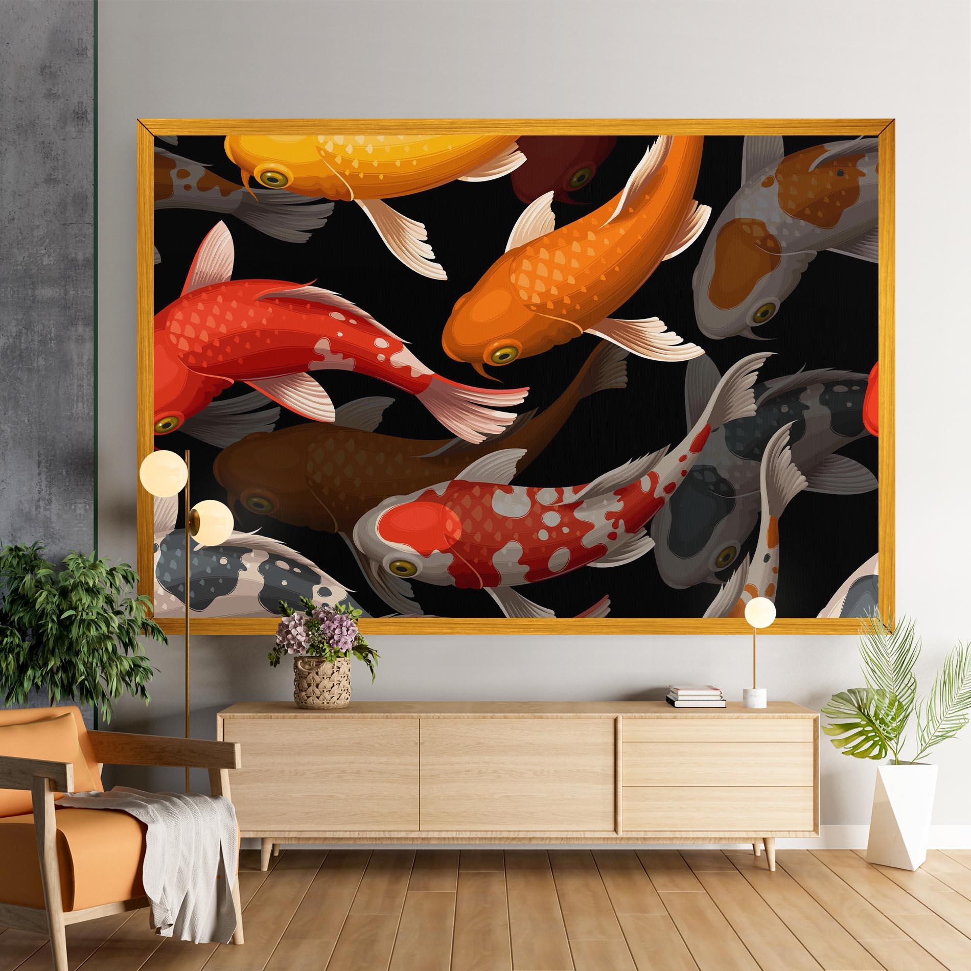 Leinwandbild Seamless Koi Fish mockup 9