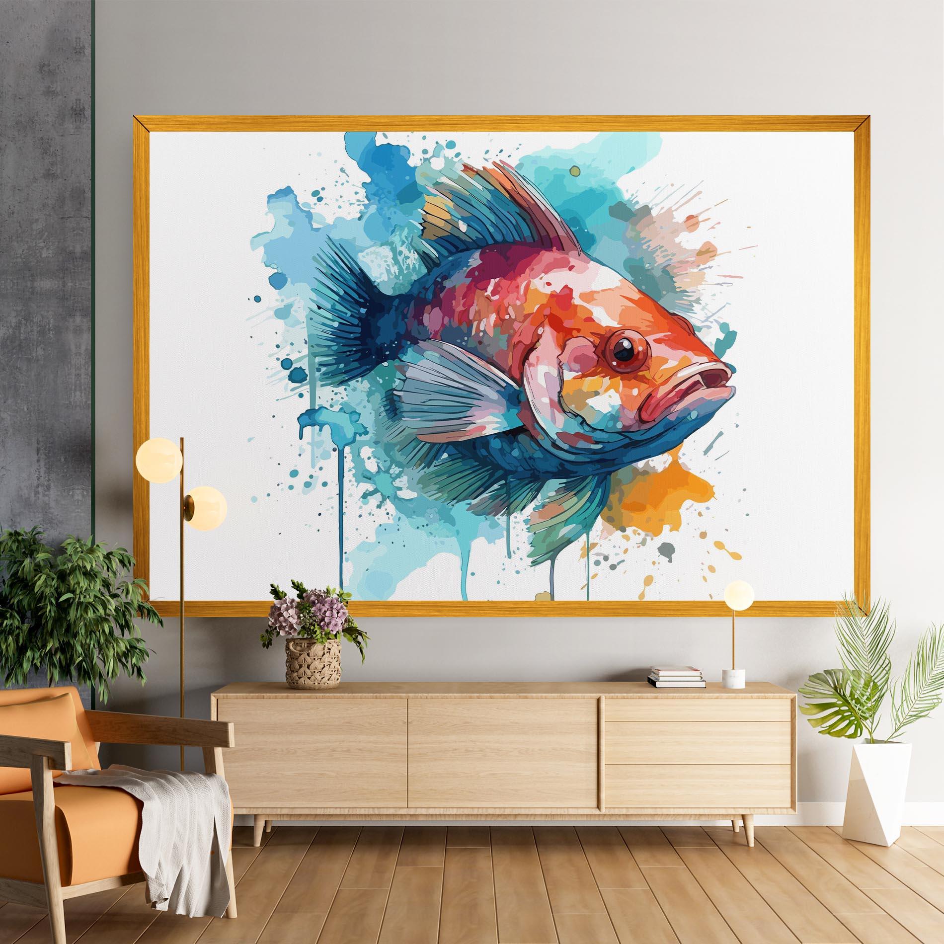 Leinwandbild Watercolor Fish mockup 9