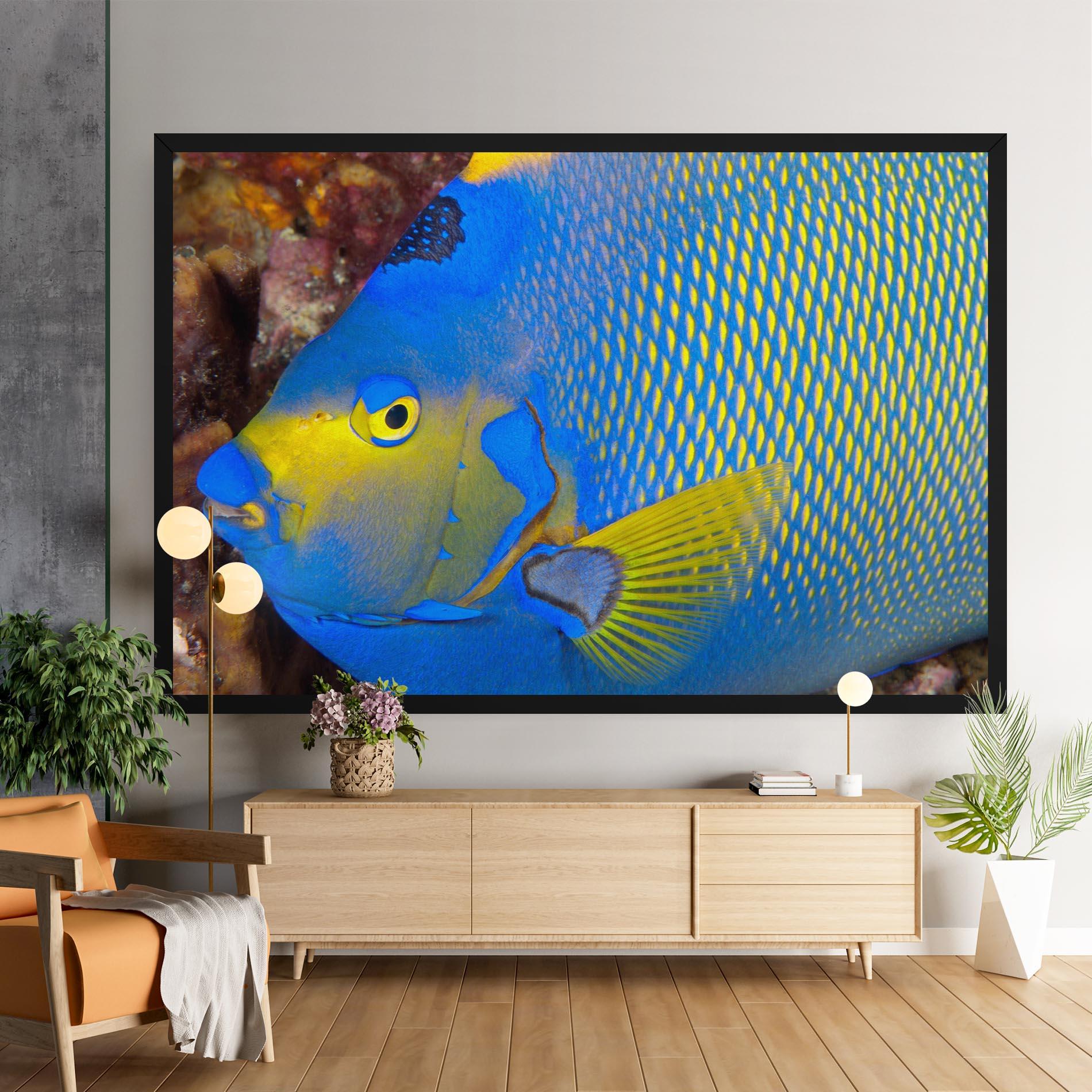 Leinwandbild Blue Yellow Fish mockup 9