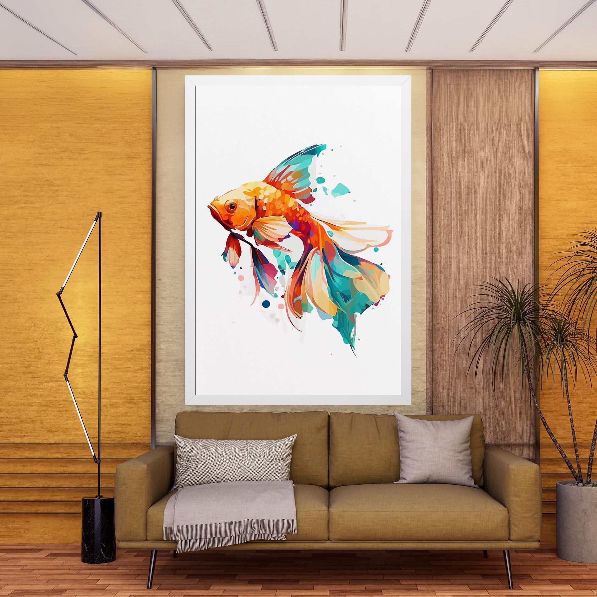 Leinwandbild Blue Orange Fish mockup 9