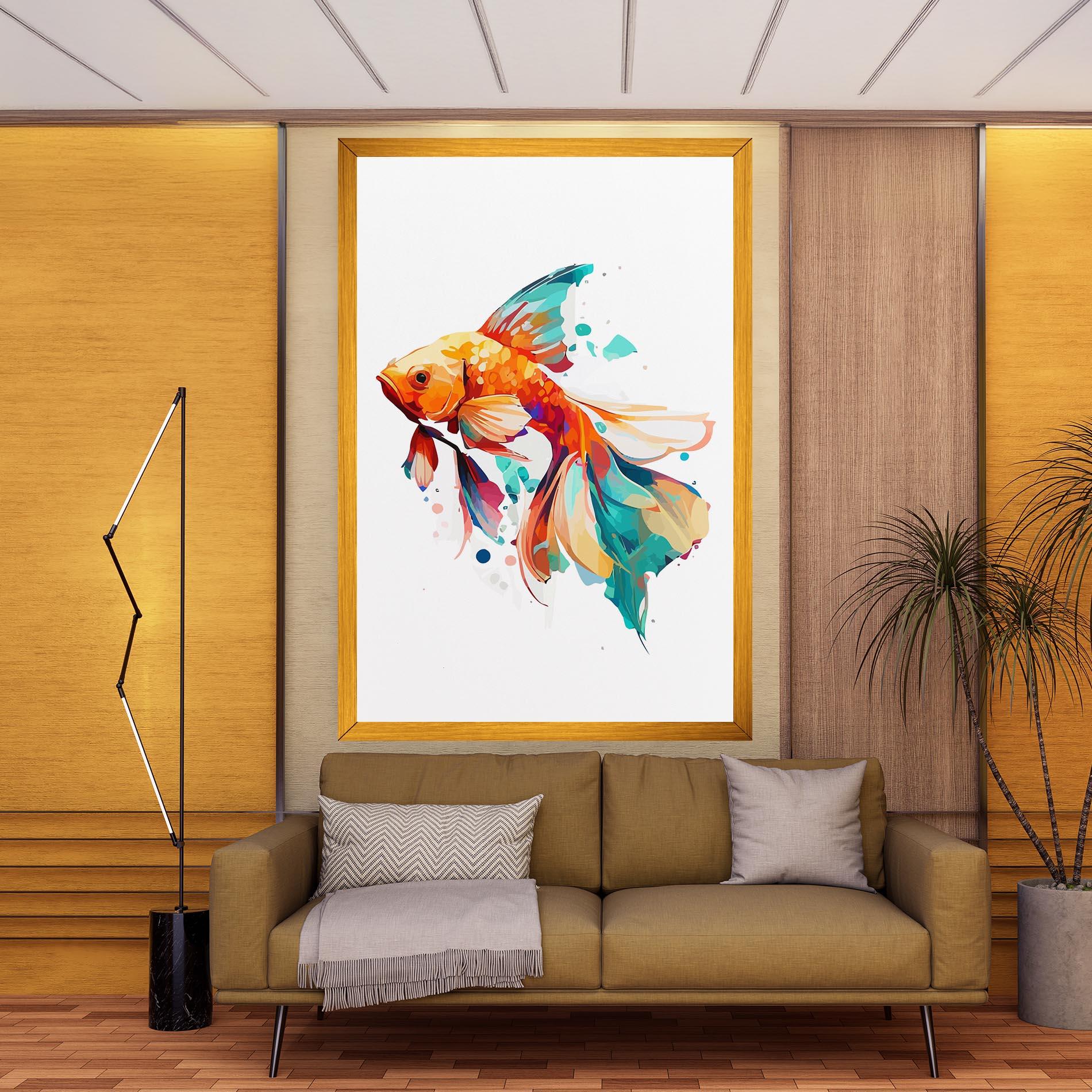 Leinwandbild Blue Orange Fish mockup 9