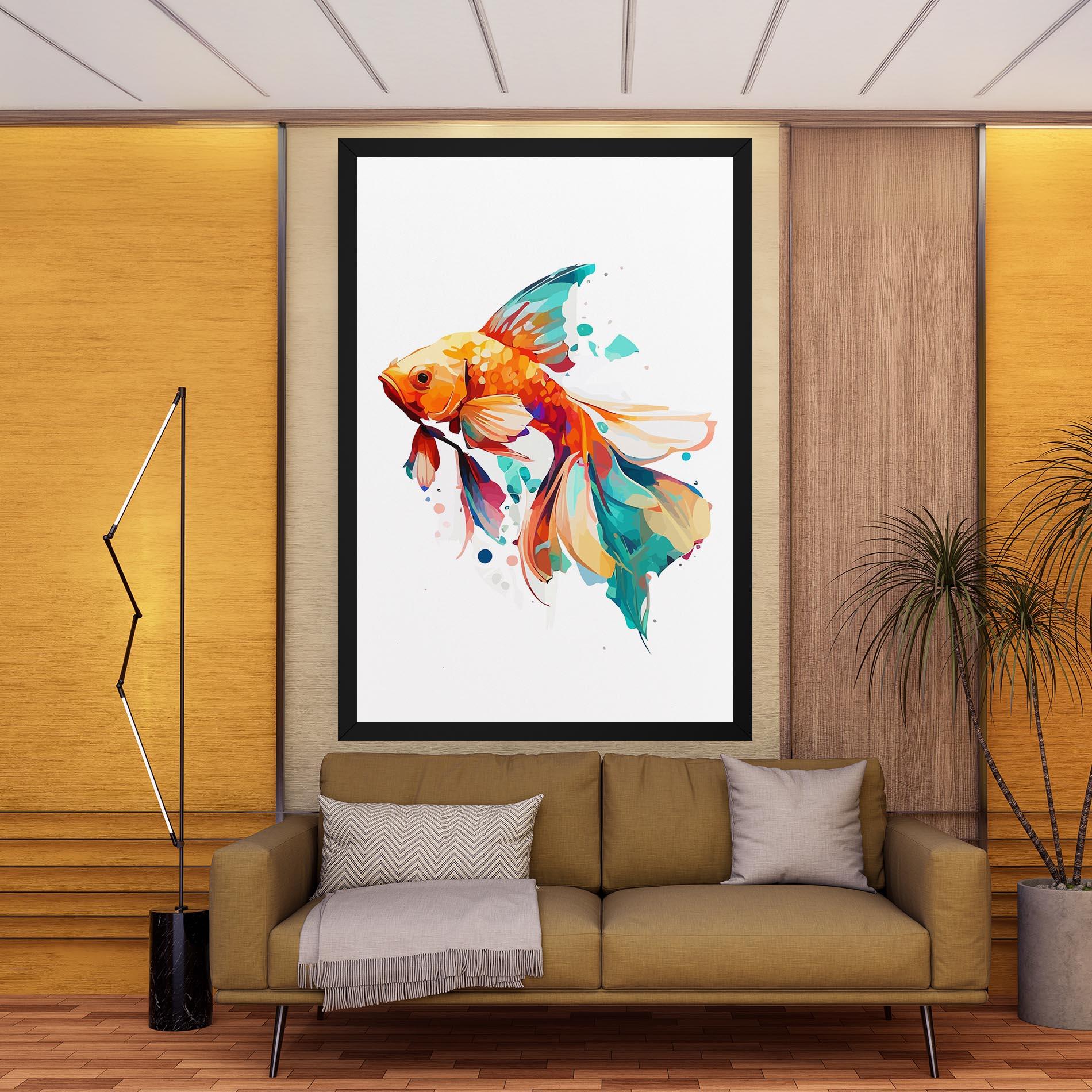 Leinwandbild Blue Orange Fish mockup 9