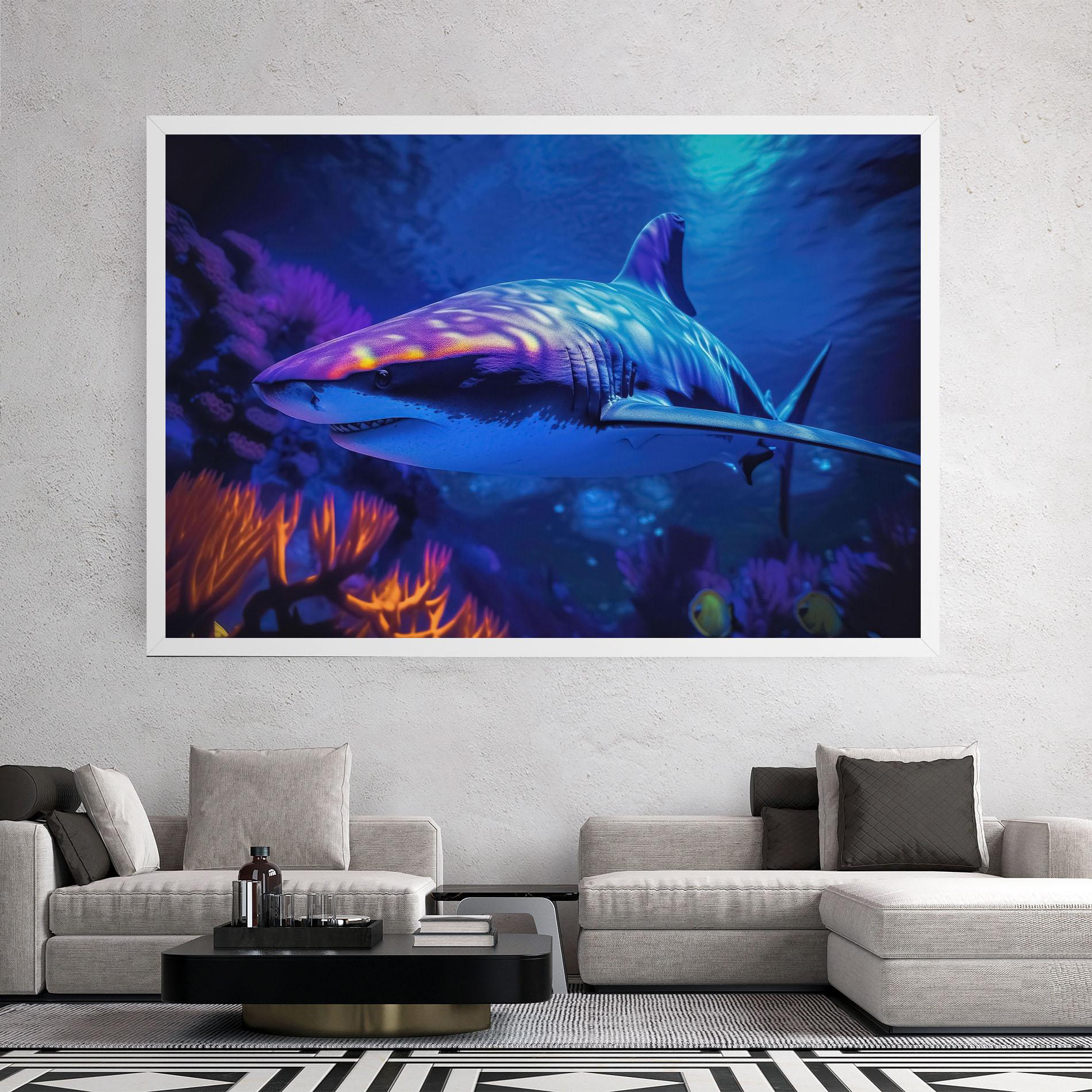 Leinwandbild Blue Light Shark mockup 2