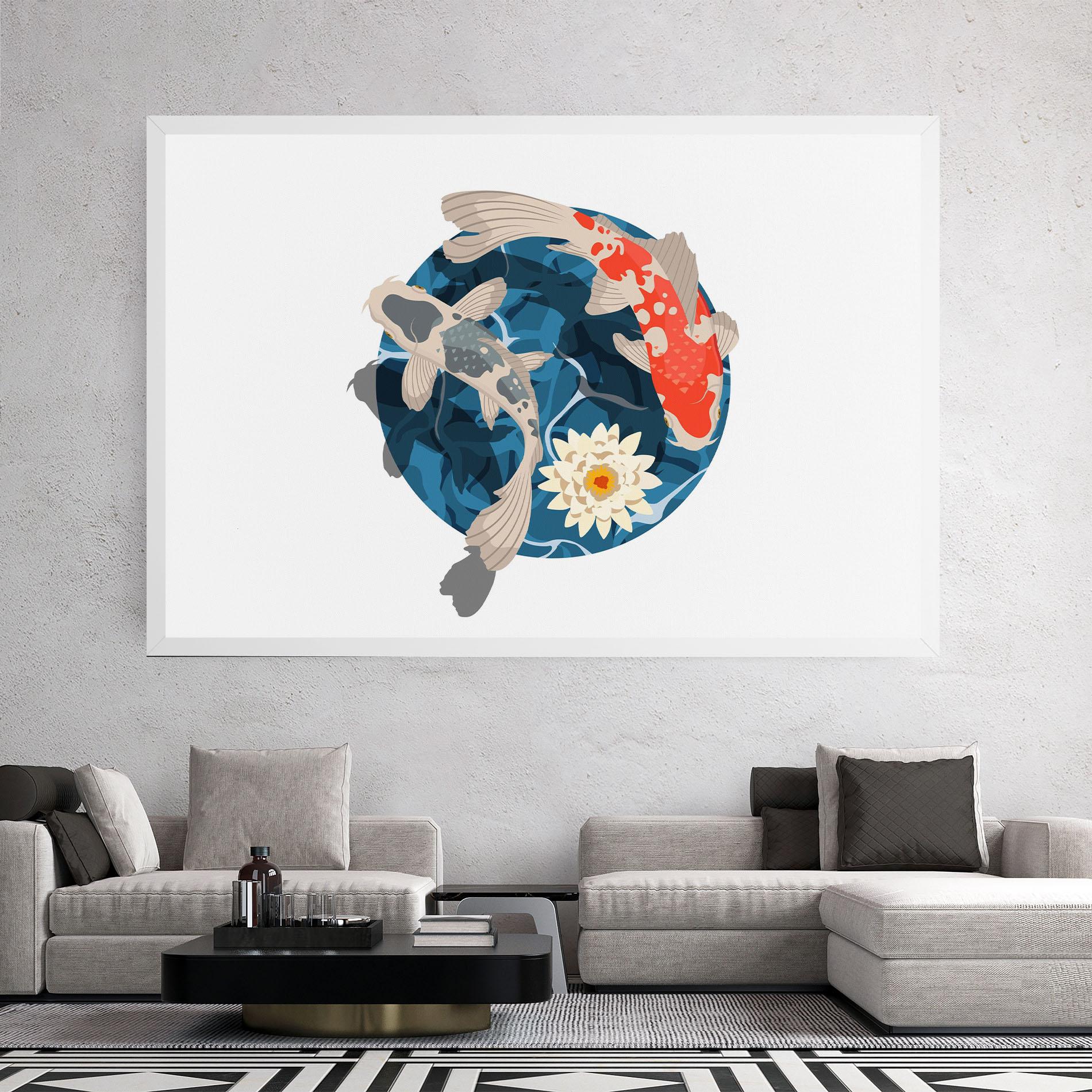 Leinwandbild Grey Orange Koi mockup 2