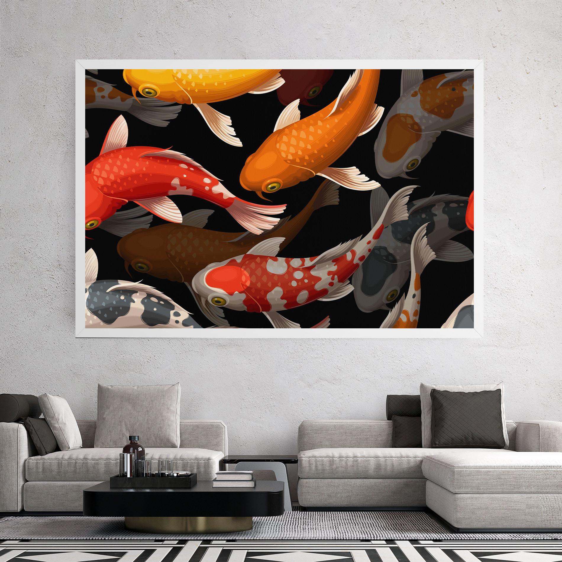 Leinwandbild Seamless Koi Fish mockup 2