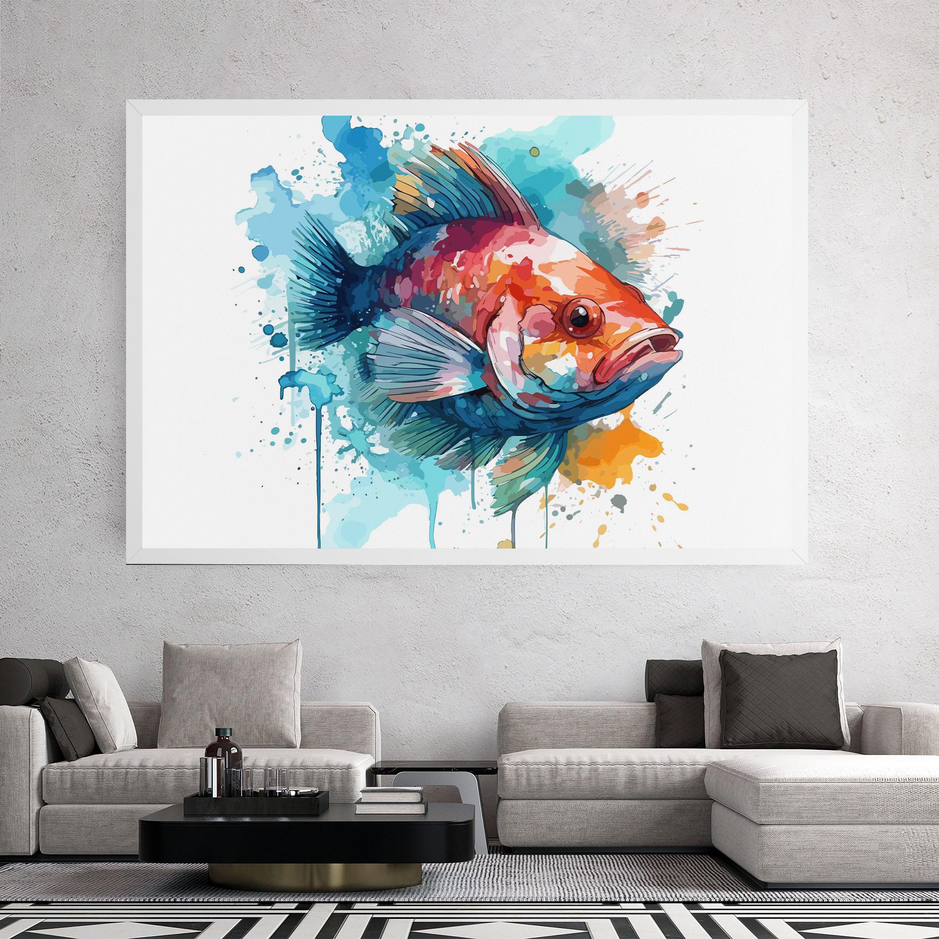 Leinwandbild Watercolor Fish mockup 2