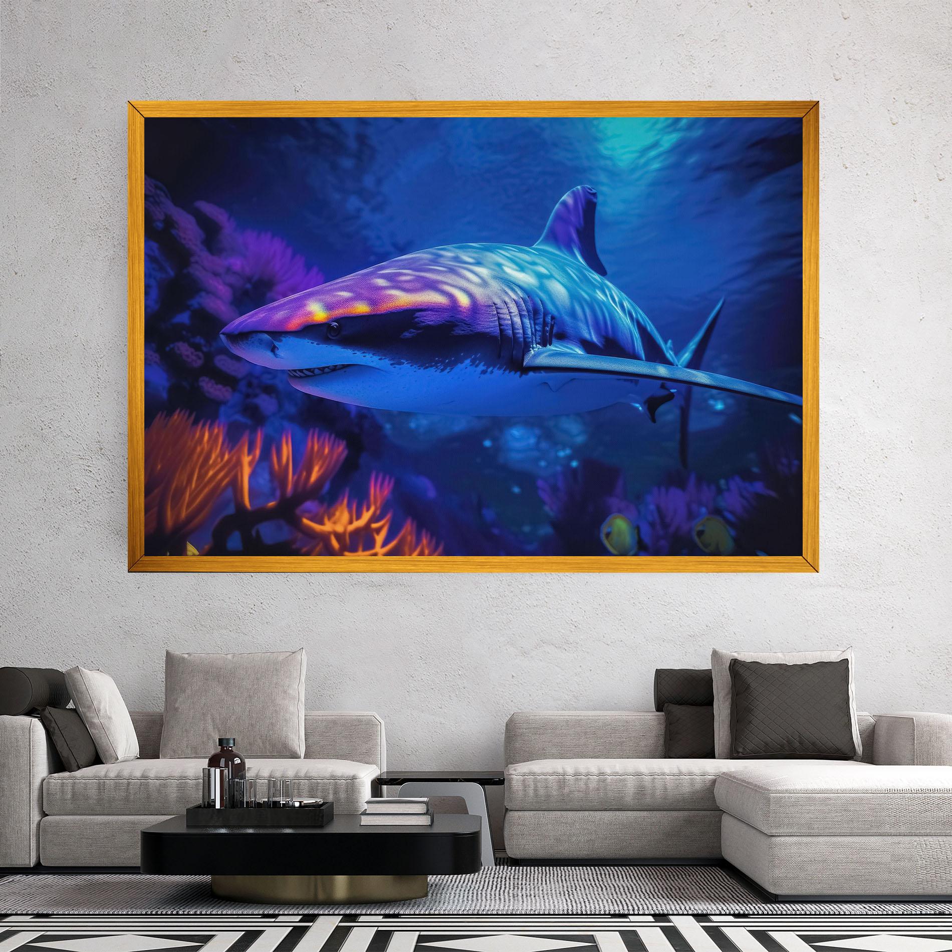Leinwandbild Blue Light Shark mockup 2