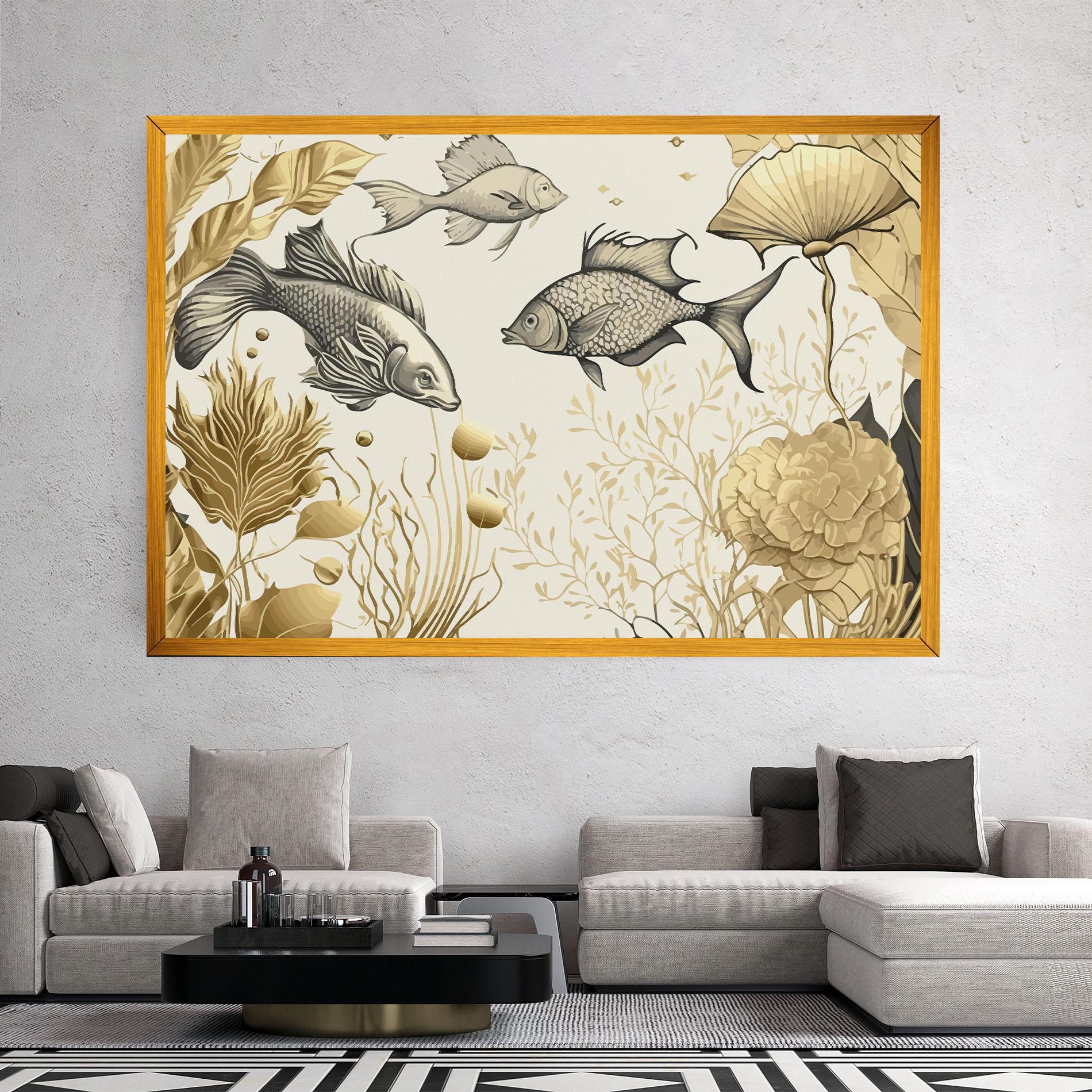 Leinwandbild Grey Gold Fish mockup 2