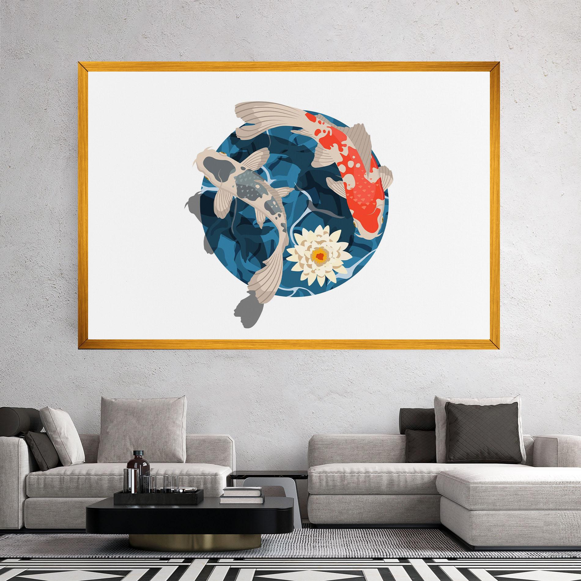 Leinwandbild Grey Orange Koi mockup 2