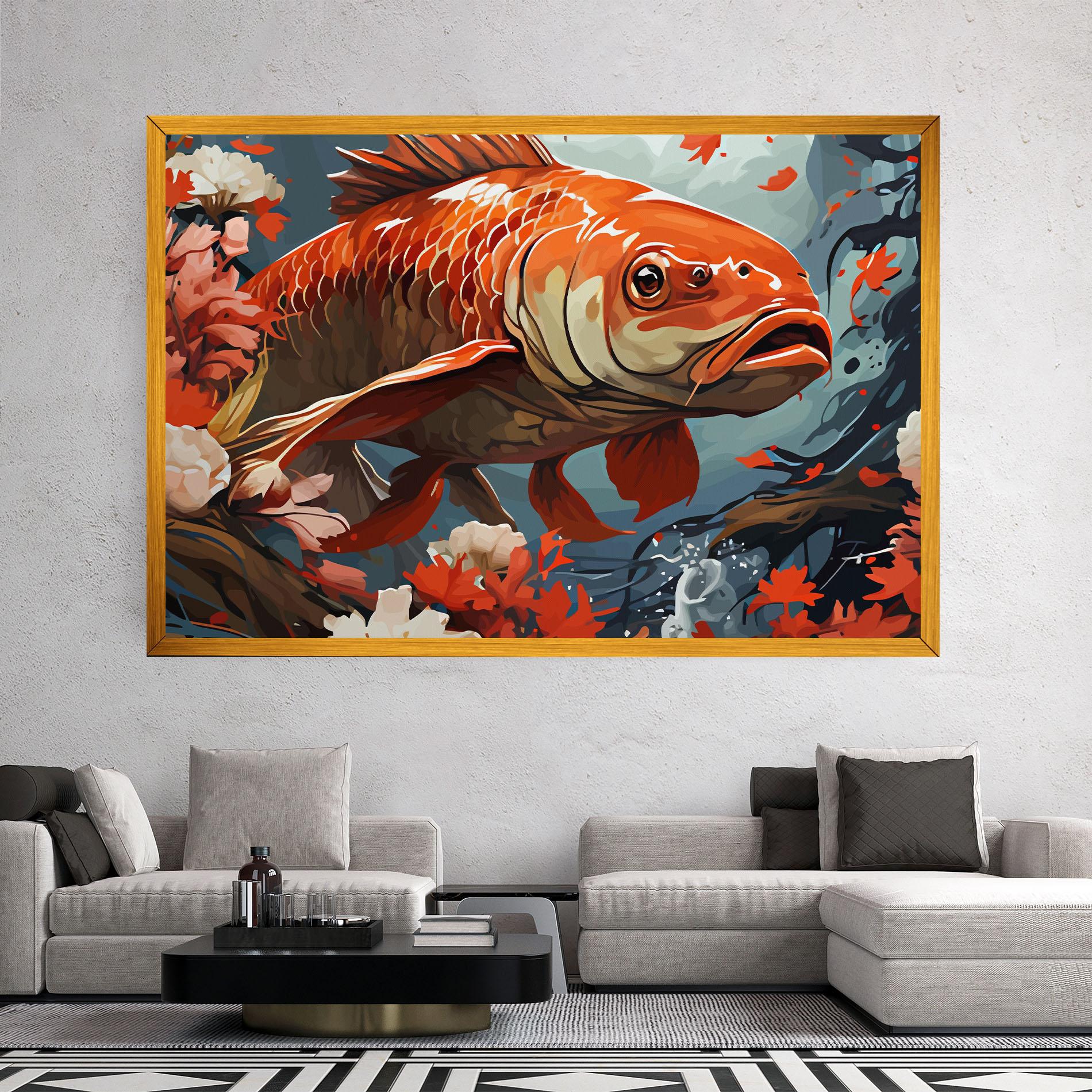 Leinwandbild Orange Koi mockup 2