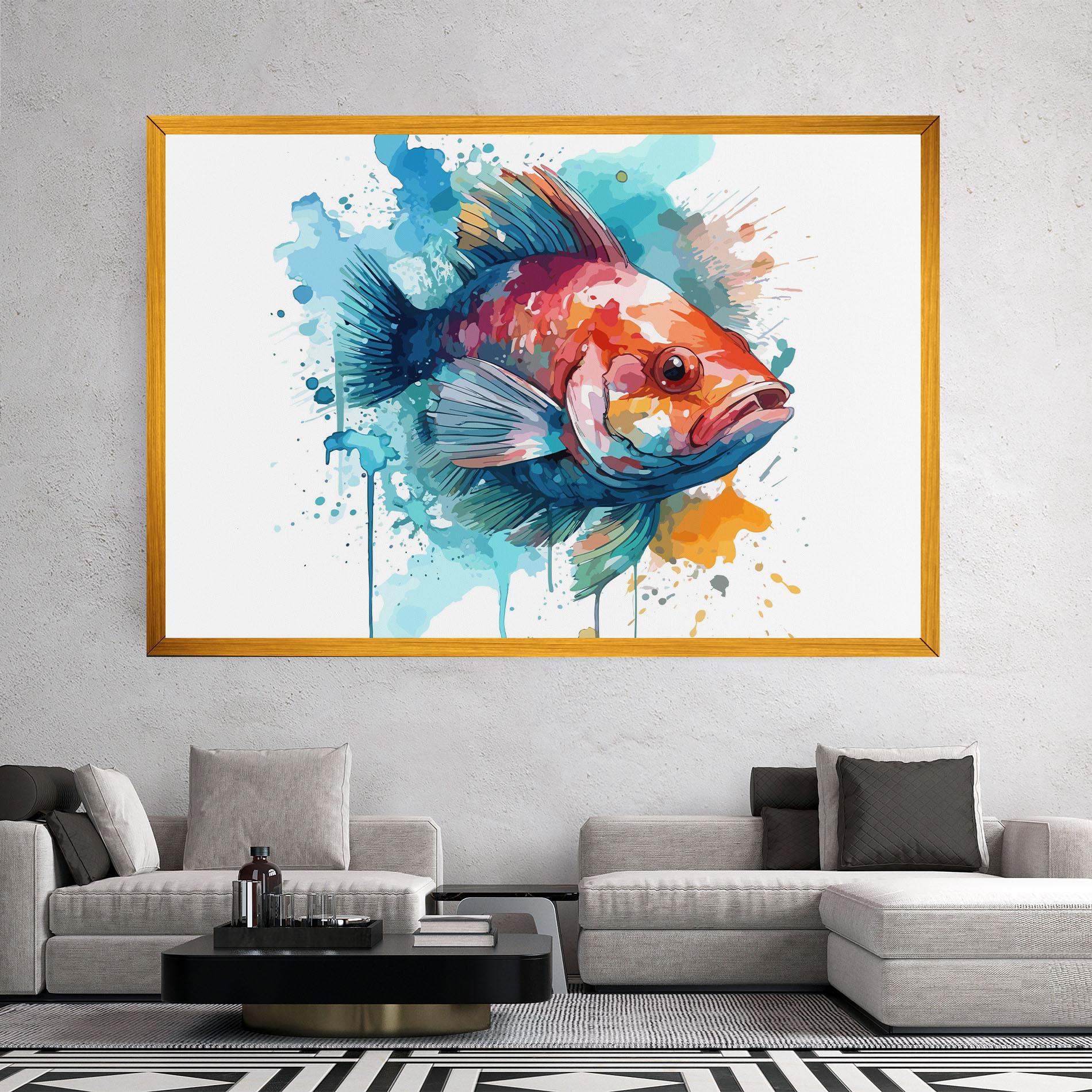 Leinwandbild Watercolor Fish mockup 2
