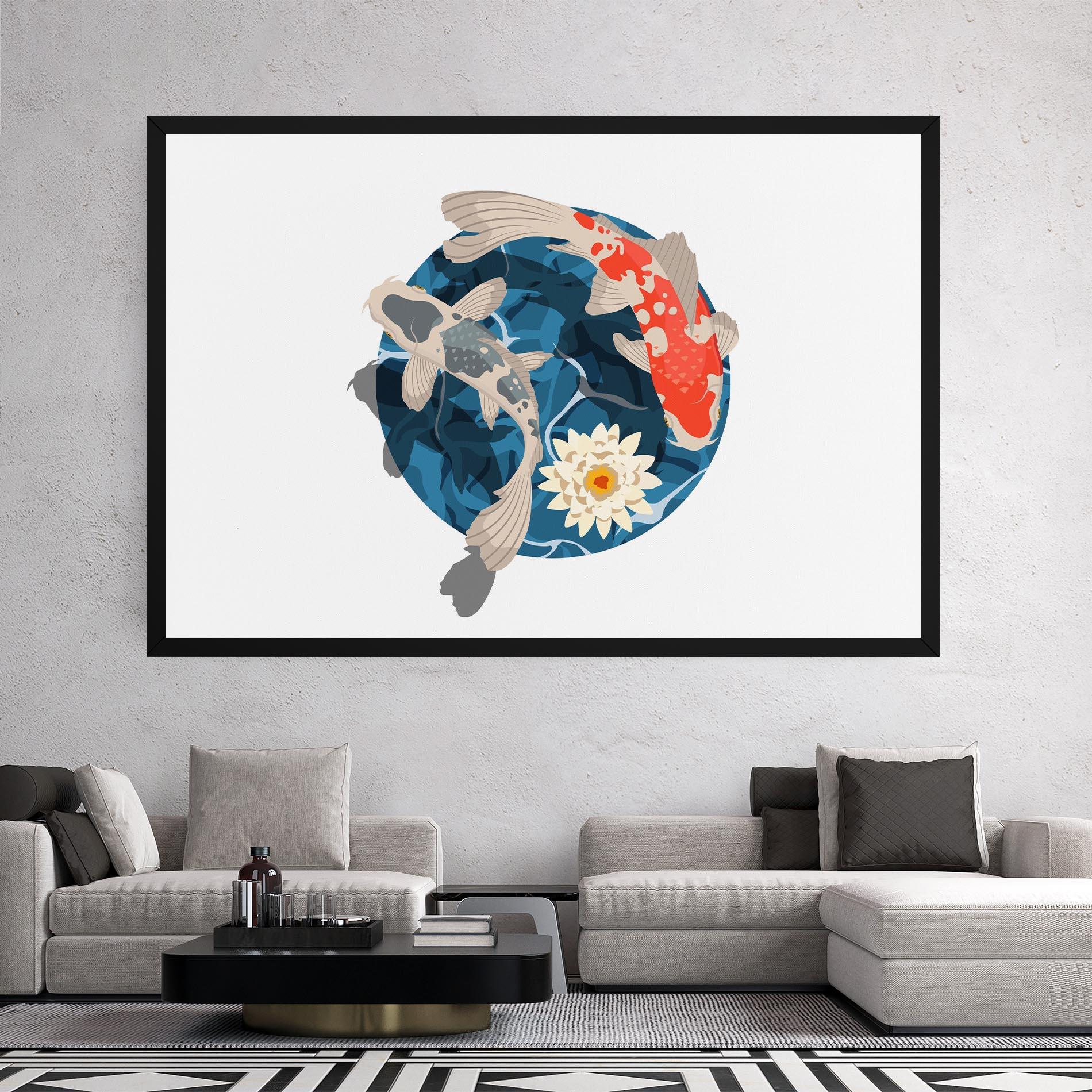 Leinwandbild Grey Orange Koi mockup 2