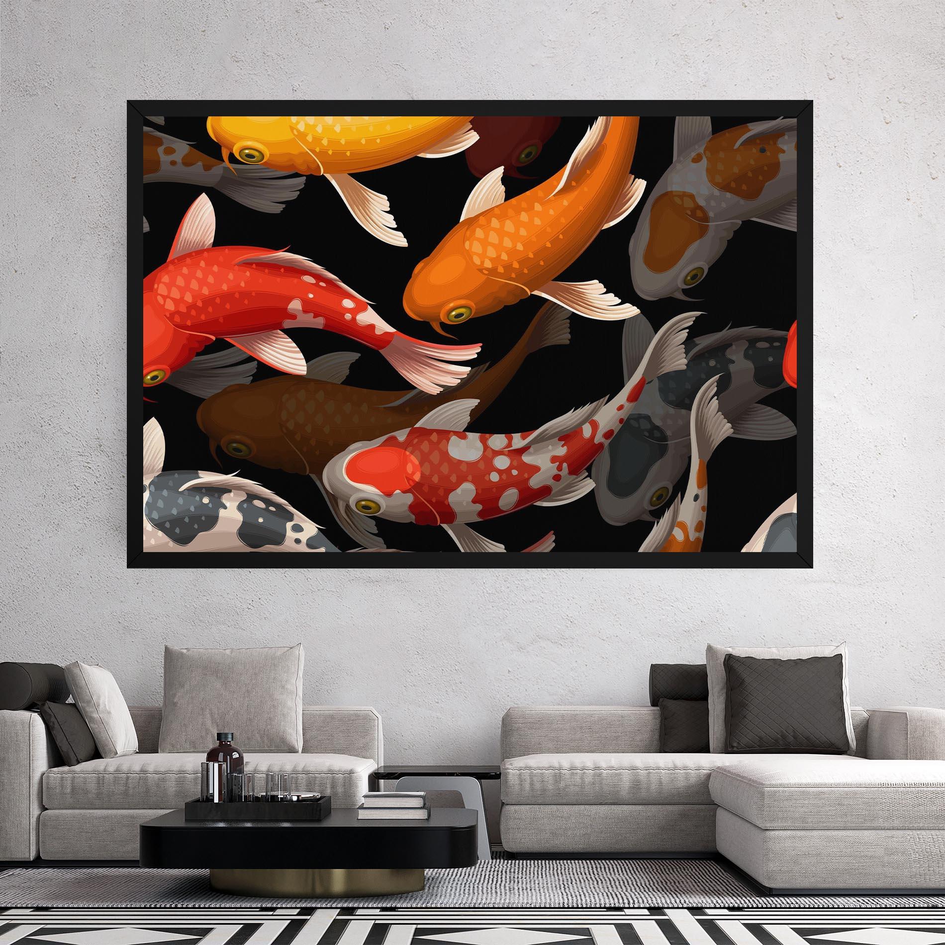 Leinwandbild Seamless Koi Fish mockup 2