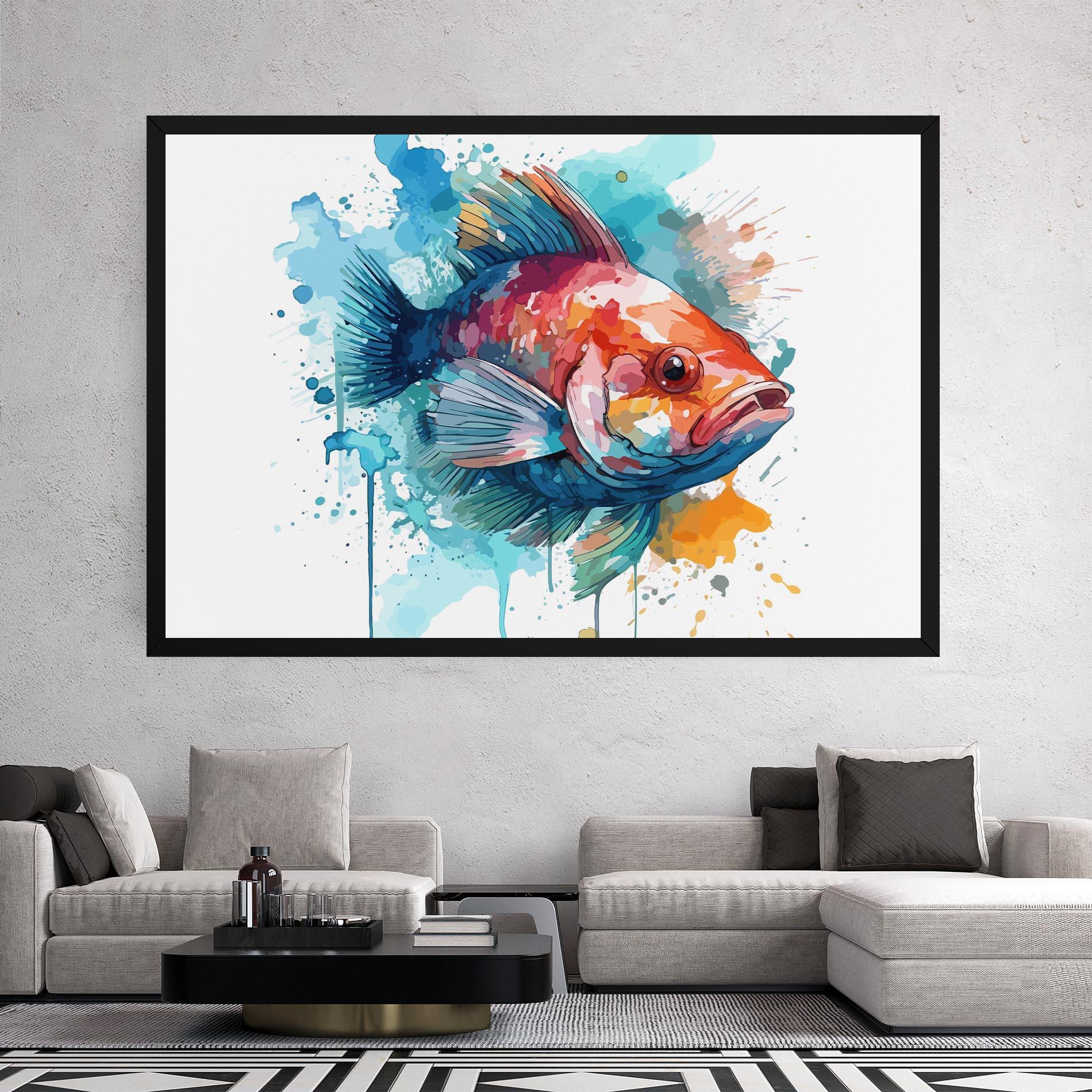 Leinwandbild Watercolor Fish mockup 2