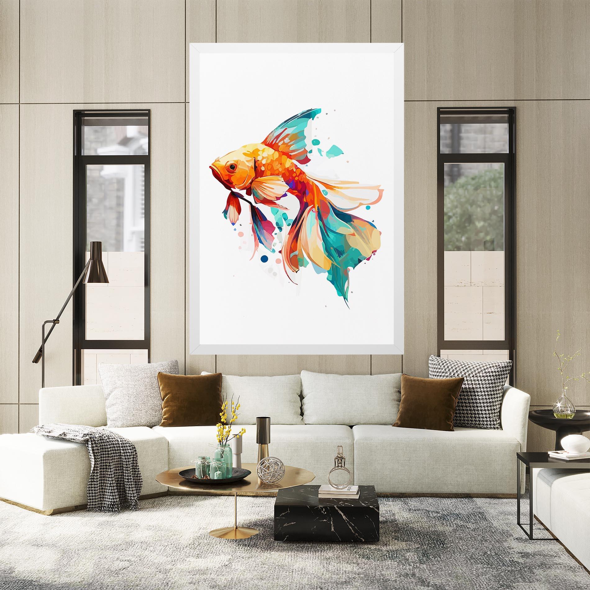 Leinwandbild Blue Orange Fish mockup 2