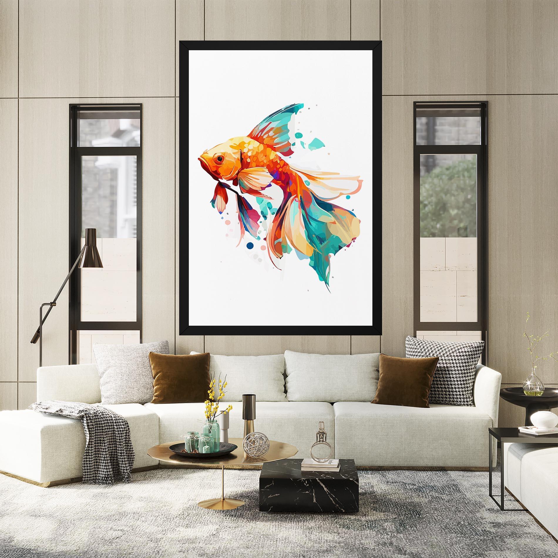 Leinwandbild Blue Orange Fish mockup 2