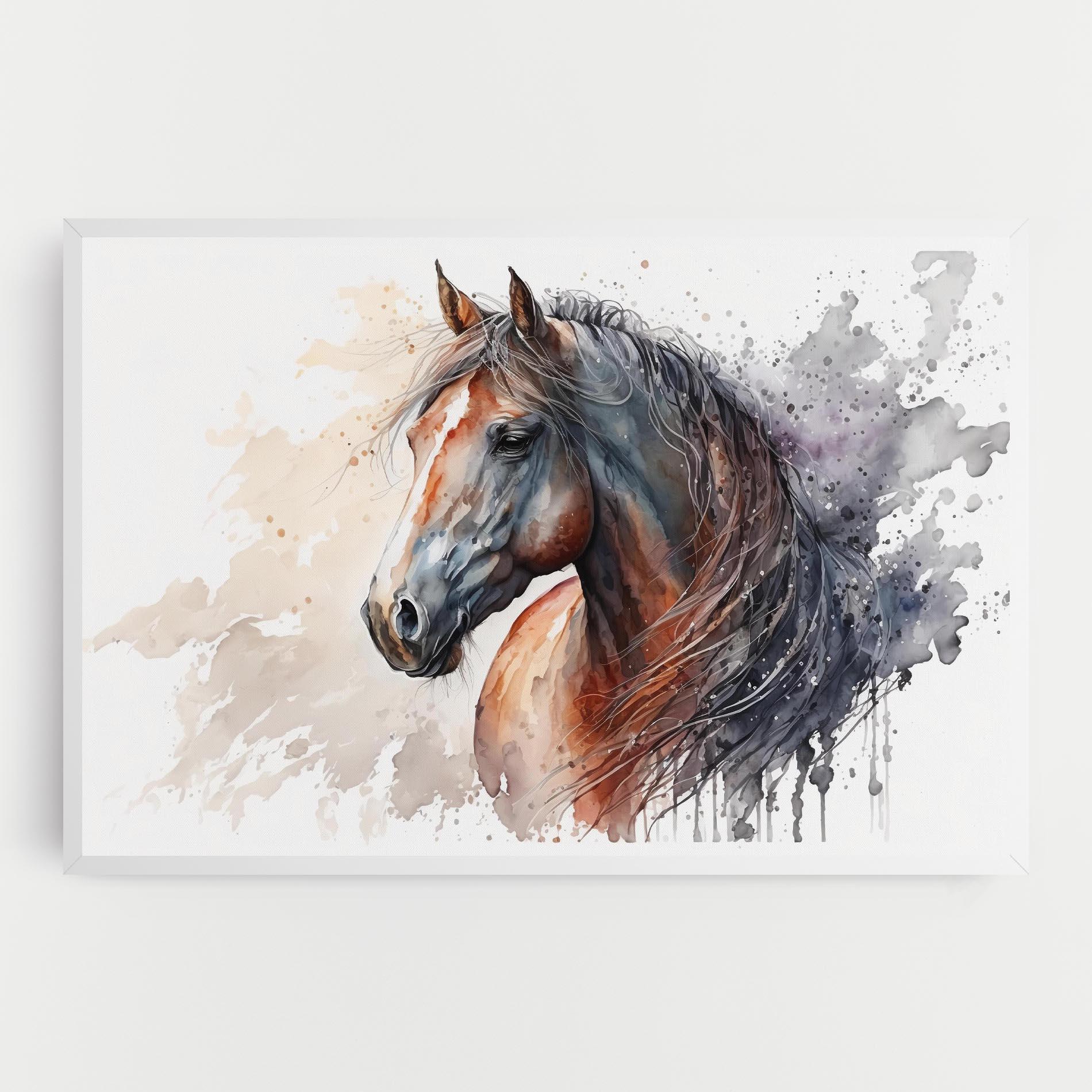 Leinwandbild Black Brown Horse Painting mockup 0