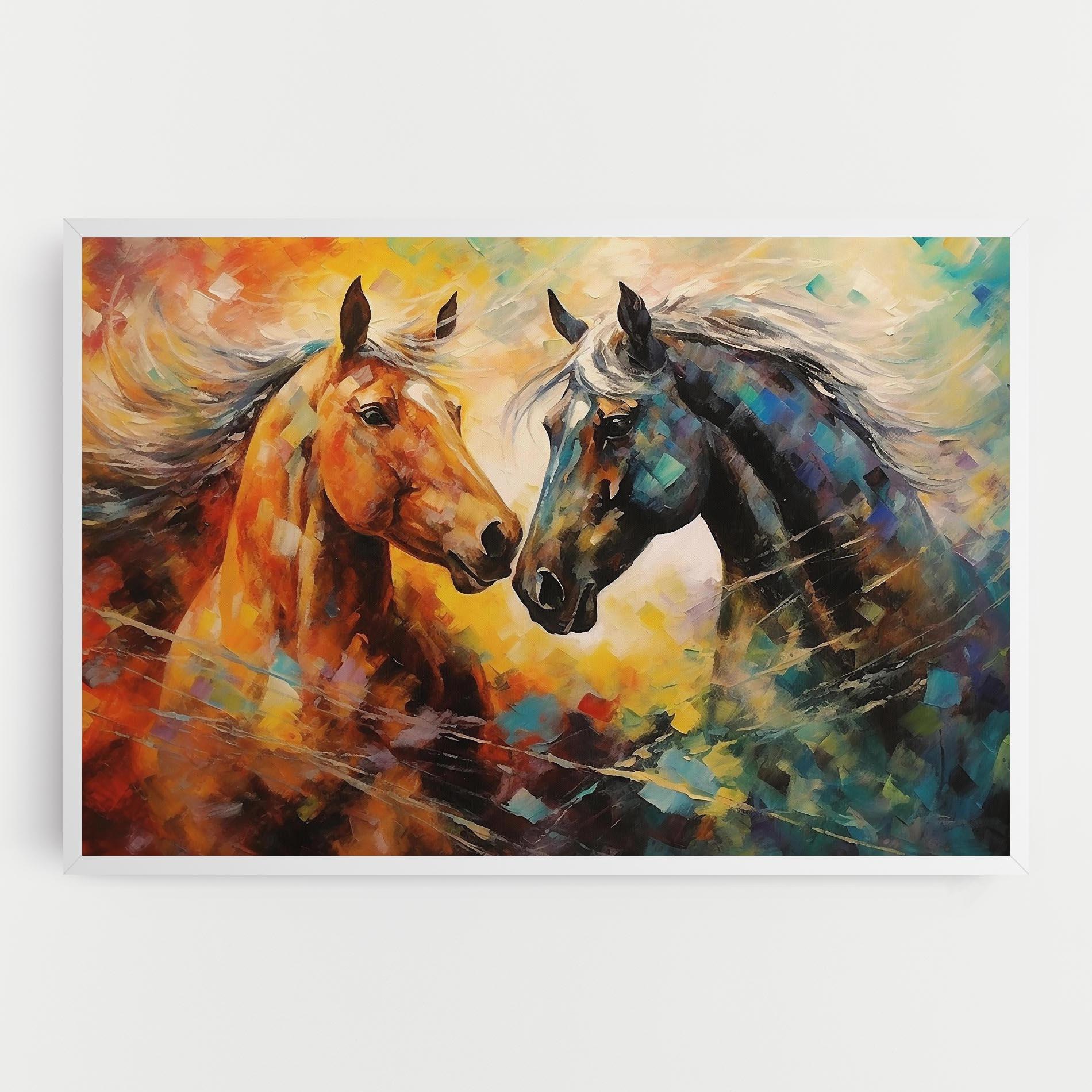 Leinwandbild Brown Black Horses mockup 0