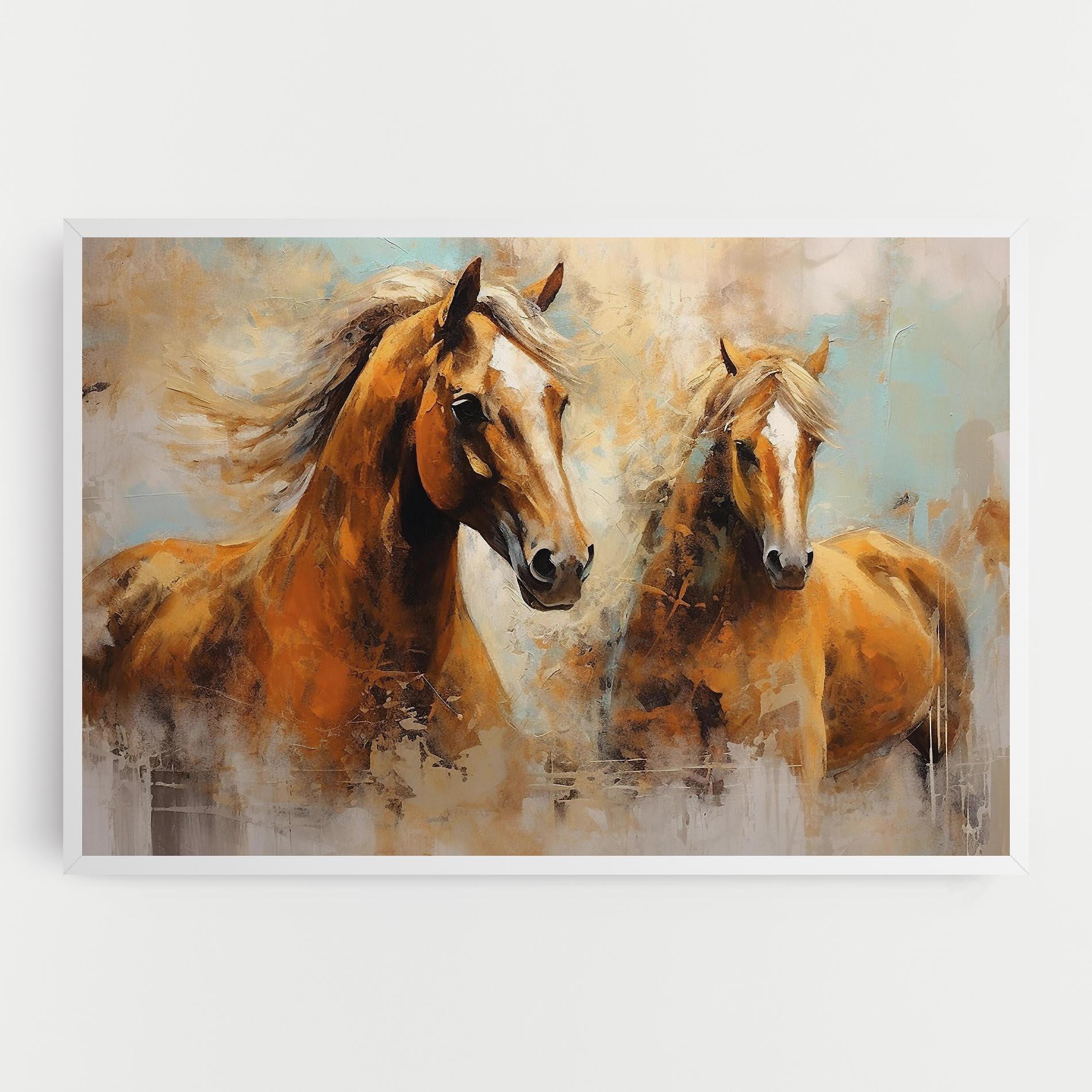 Leinwandbild Brown Horses Staying mockup 0