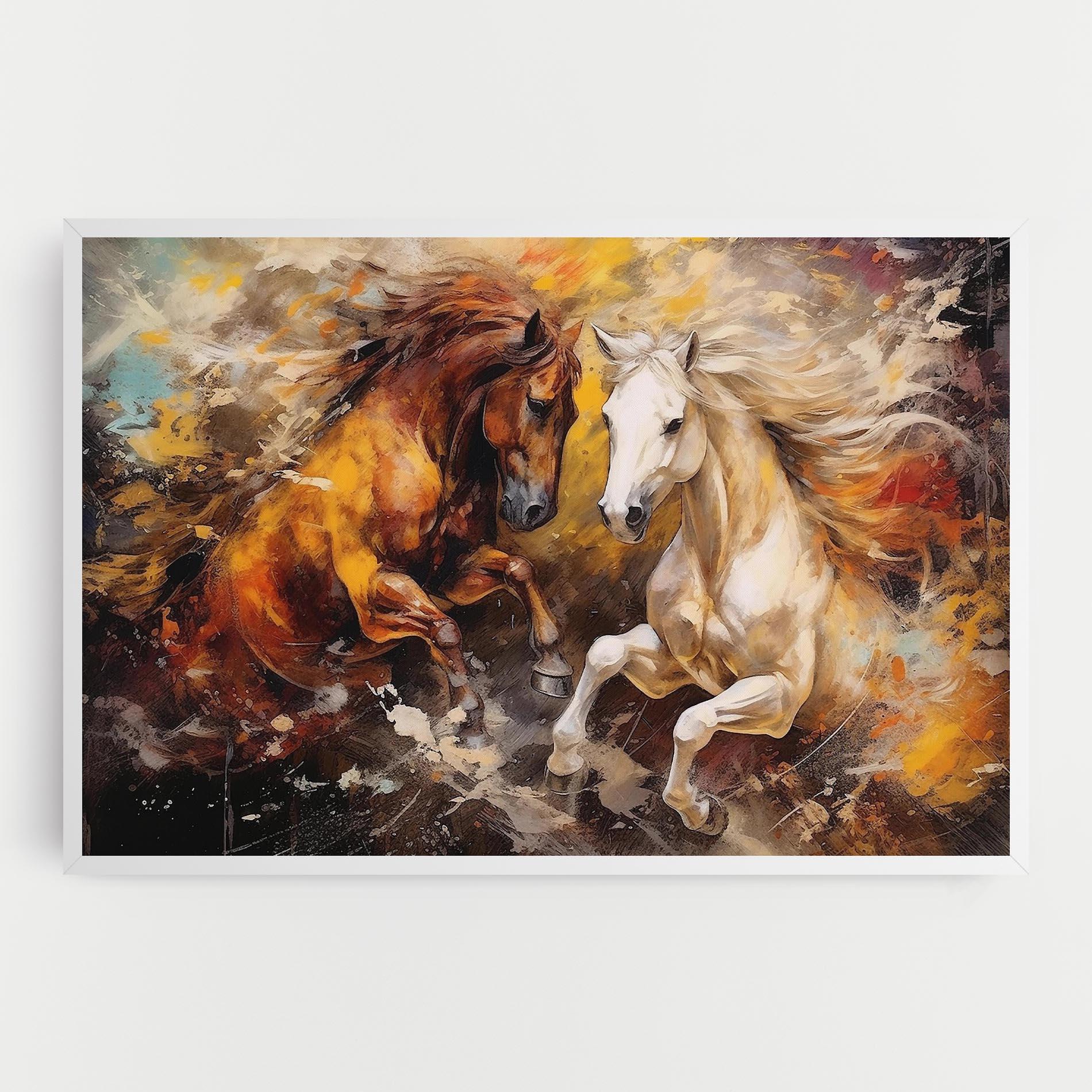 Leinwandbild Brown White Horses mockup 0